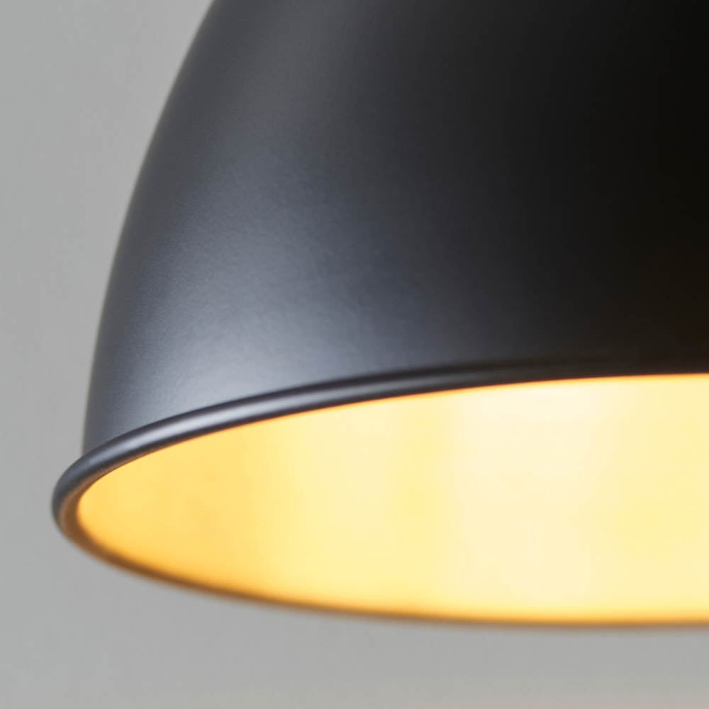 Endon Franklin Small Single Light Pendant - Matt Black & Aged Pewter