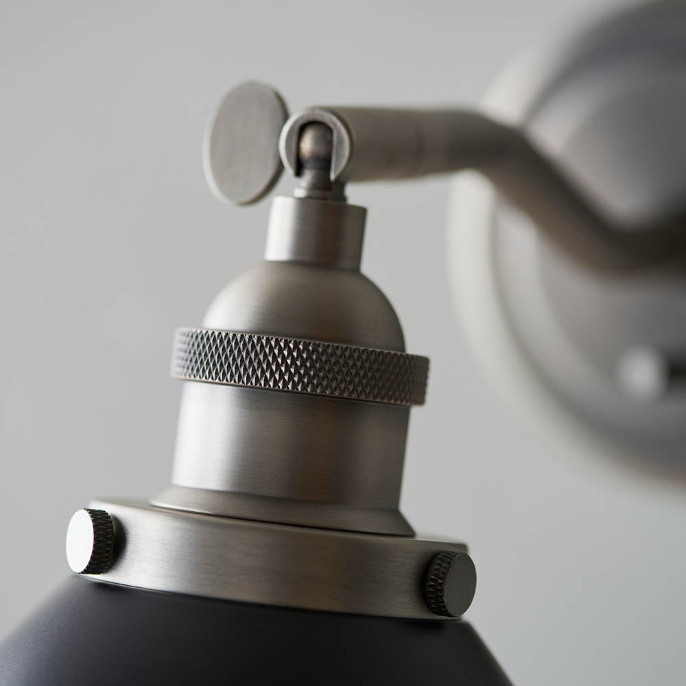Endon Franklin Single Wall Light - Matt Black & Aged Pewter