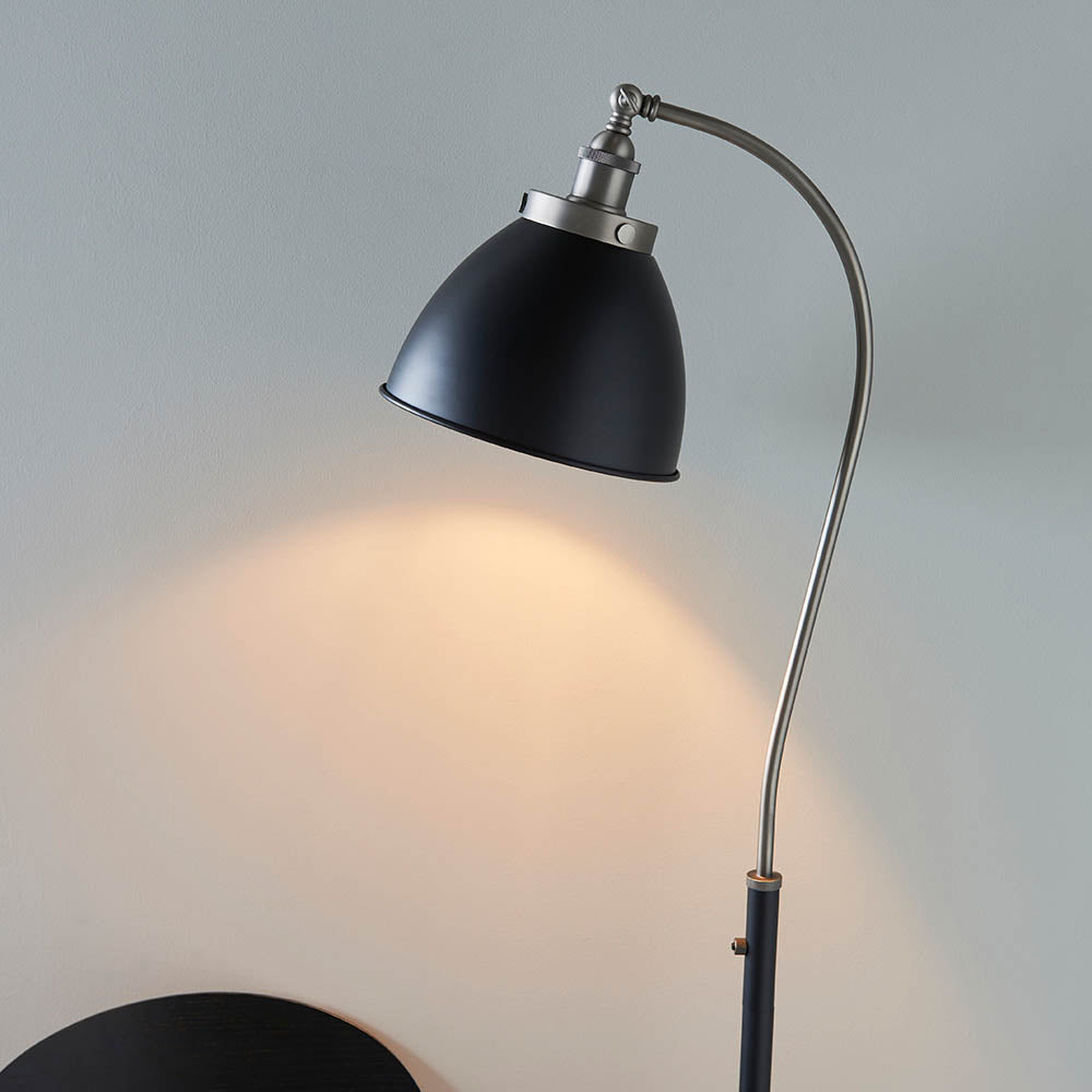 Endon Franklin Task Floor Lamp - Matt Black & Aged Pewter