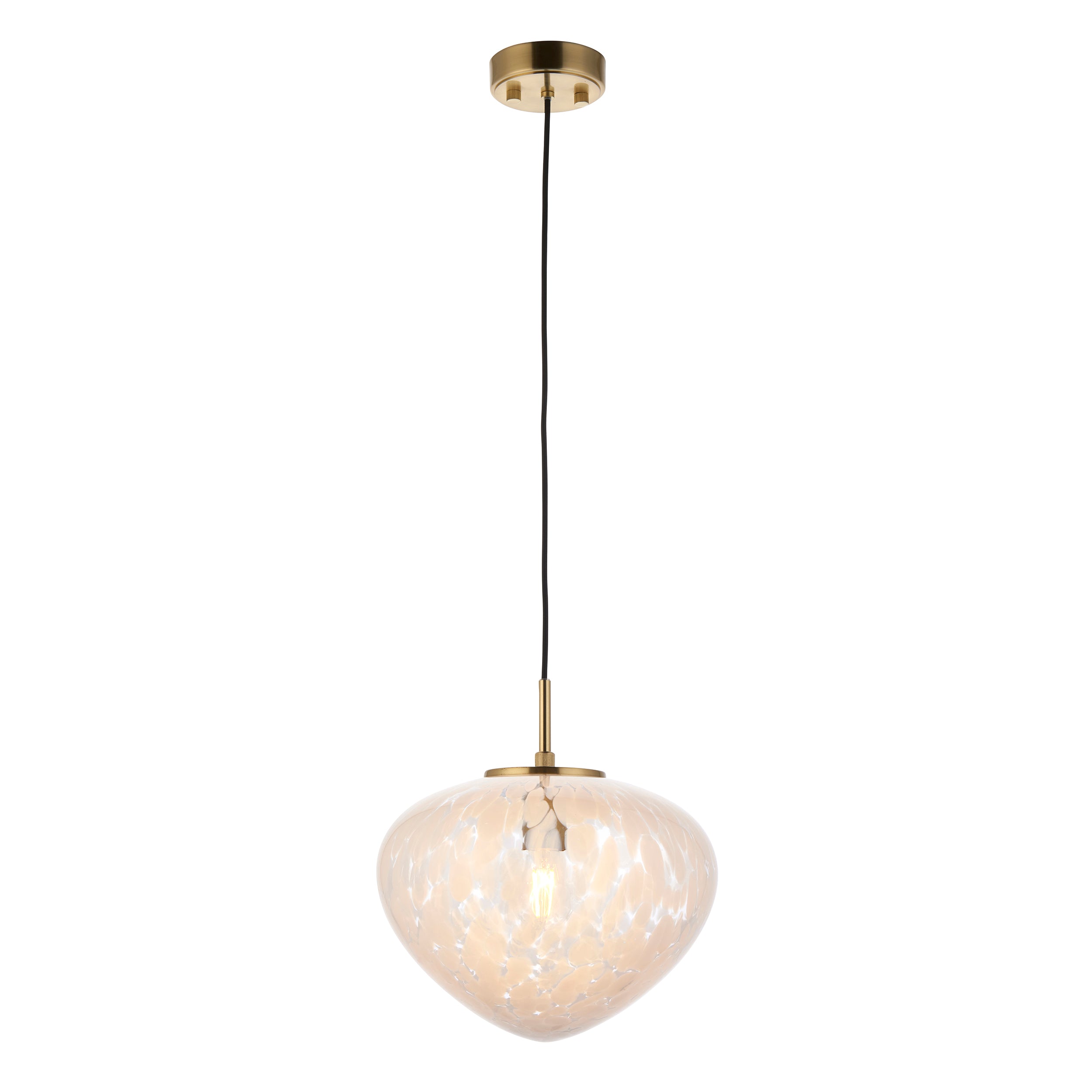 Endon Mali Single Light Pendant - Satin Brass & White Confetti
