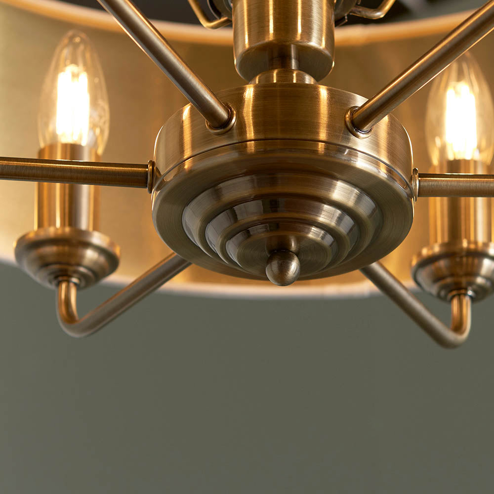 Endon Highclere 6 Light Pendant - Antique Brass & Vintage White