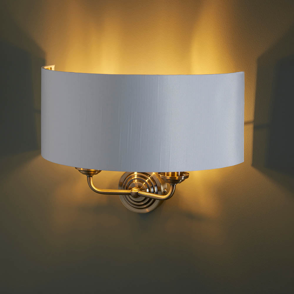 Endon Highclere 2 Light Wall Light - Antique Brass & Vintage White