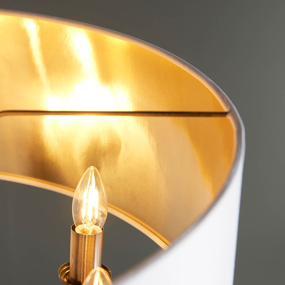 Endon Highclere 8 Light Pendant - Antique Brass & Vintage White