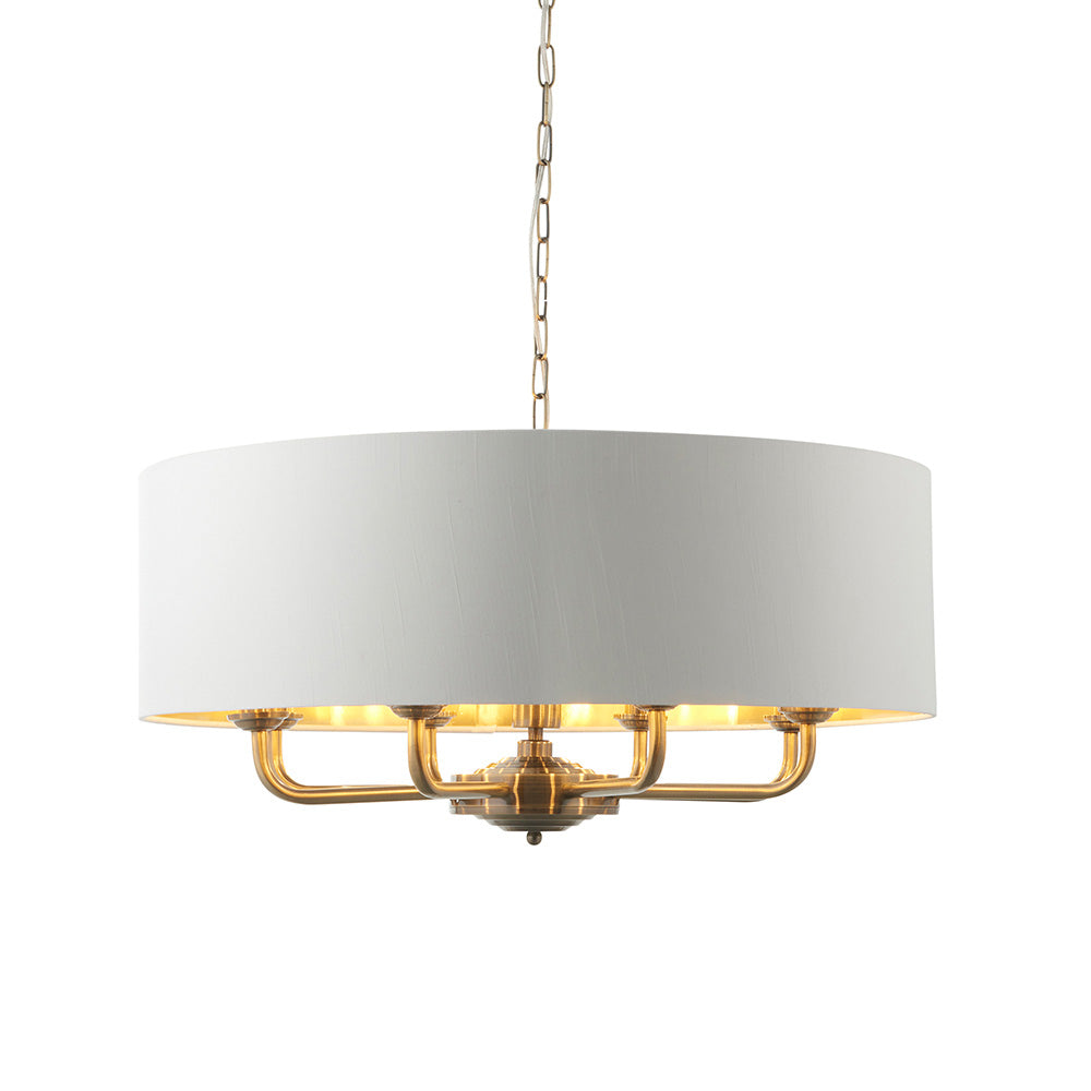 Endon Highclere 8 Light Pendant - Antique Brass & Vintage White