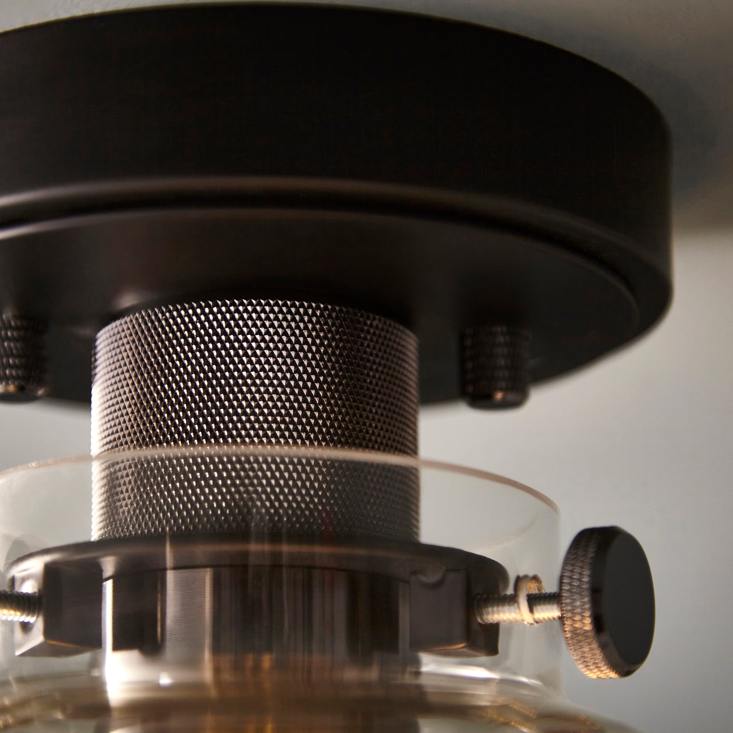 Endon Cupola Flush Ceiling Light - Black Chrome & Tinted Glass