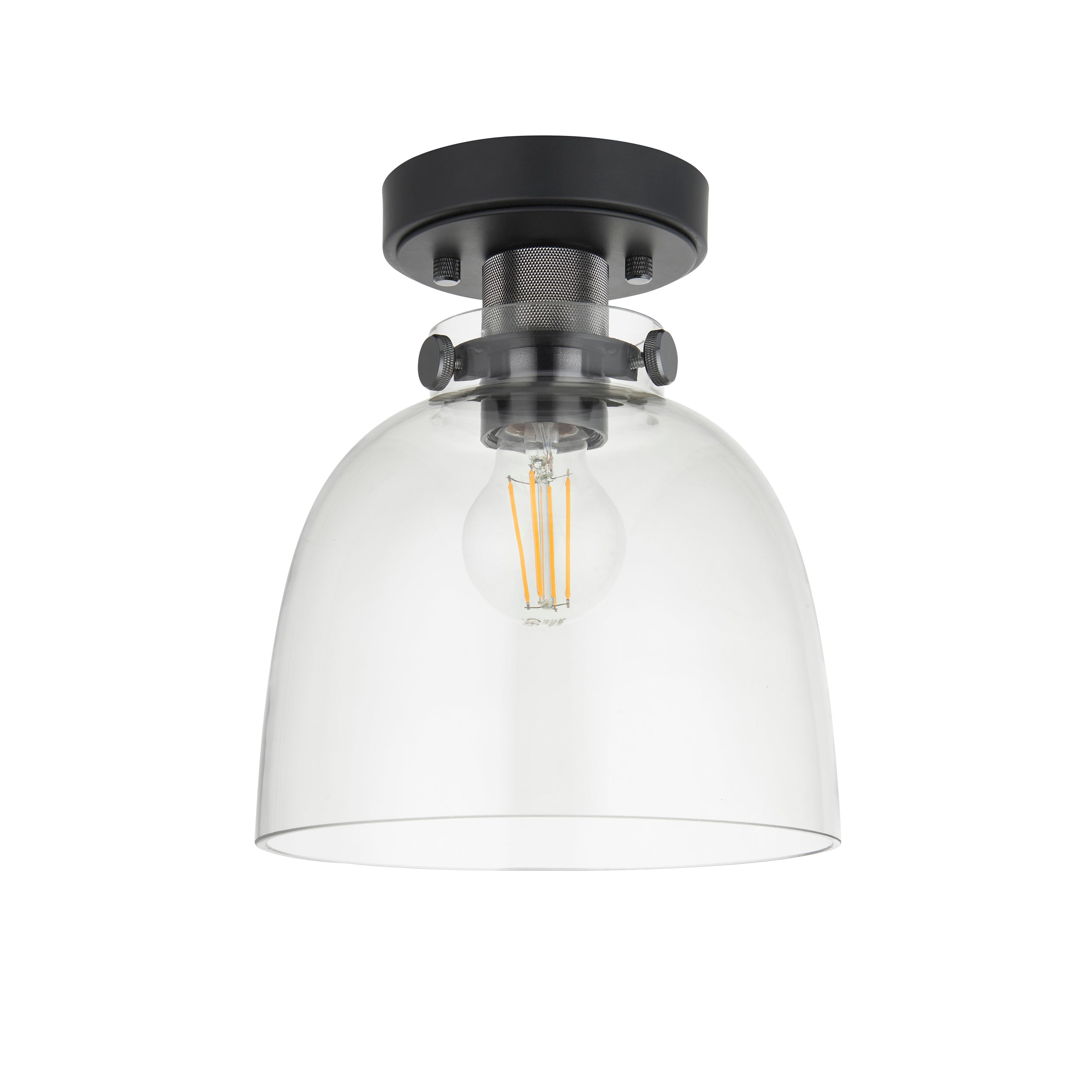 Endon Cupola Flush Ceiling Light - Black Chrome & Tinted Glass