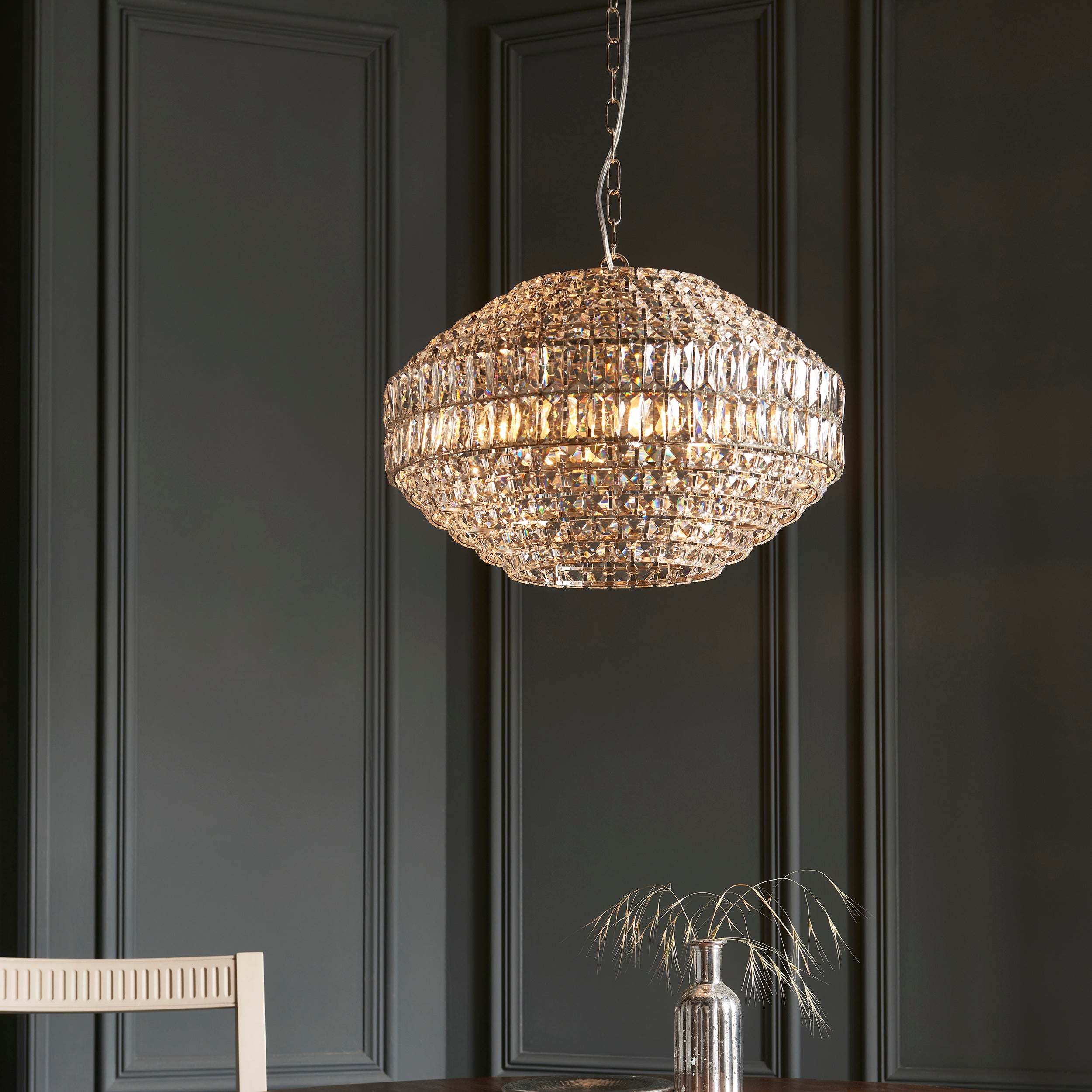 Endon Celestial 5 Light Pendant - Bright Nickel Plate & Clear Crystal