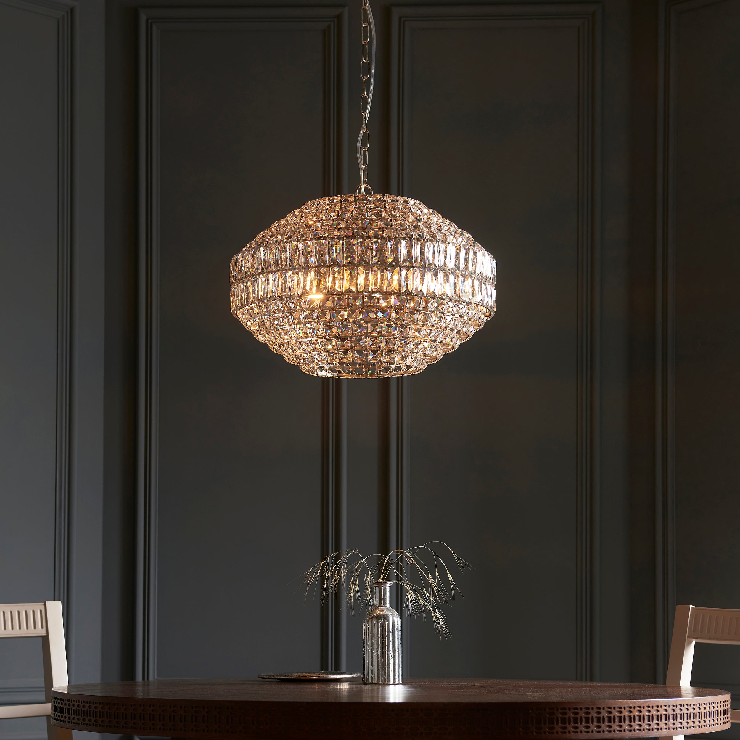 Endon Celestial 5 Light Pendant - Bright Nickel Plate & Clear Crystal