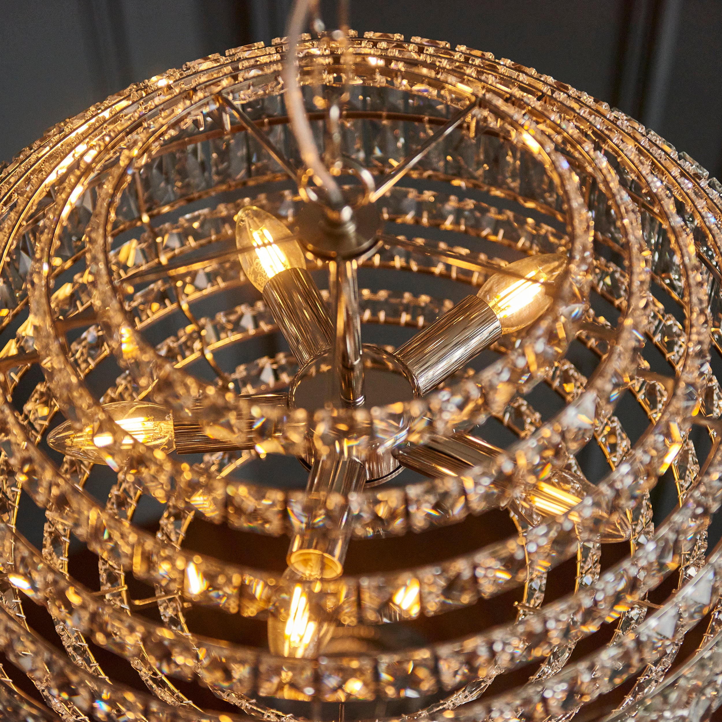 Endon Celestial 5 Light Pendant - Bright Nickel Plate & Clear Crystal