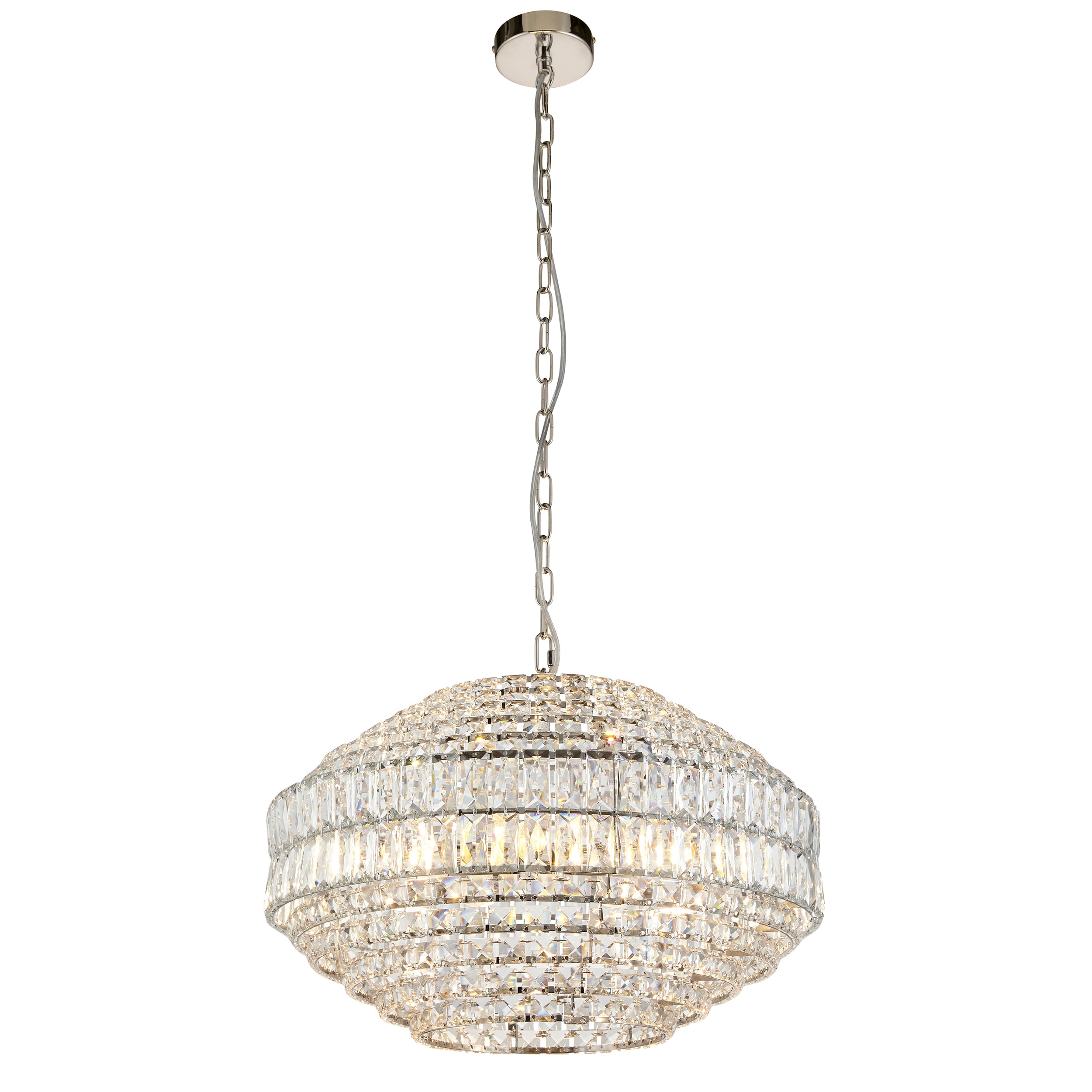 Endon Celestial 5 Light Pendant - Bright Nickel Plate & Clear Crystal