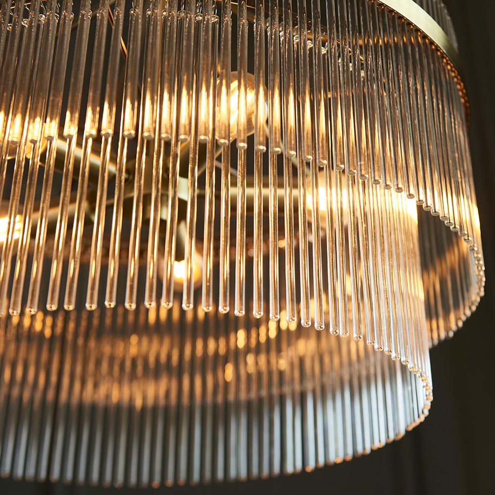 Endon Marietta 5 Light Pendant - Antique Brass Plate & Clear Glass