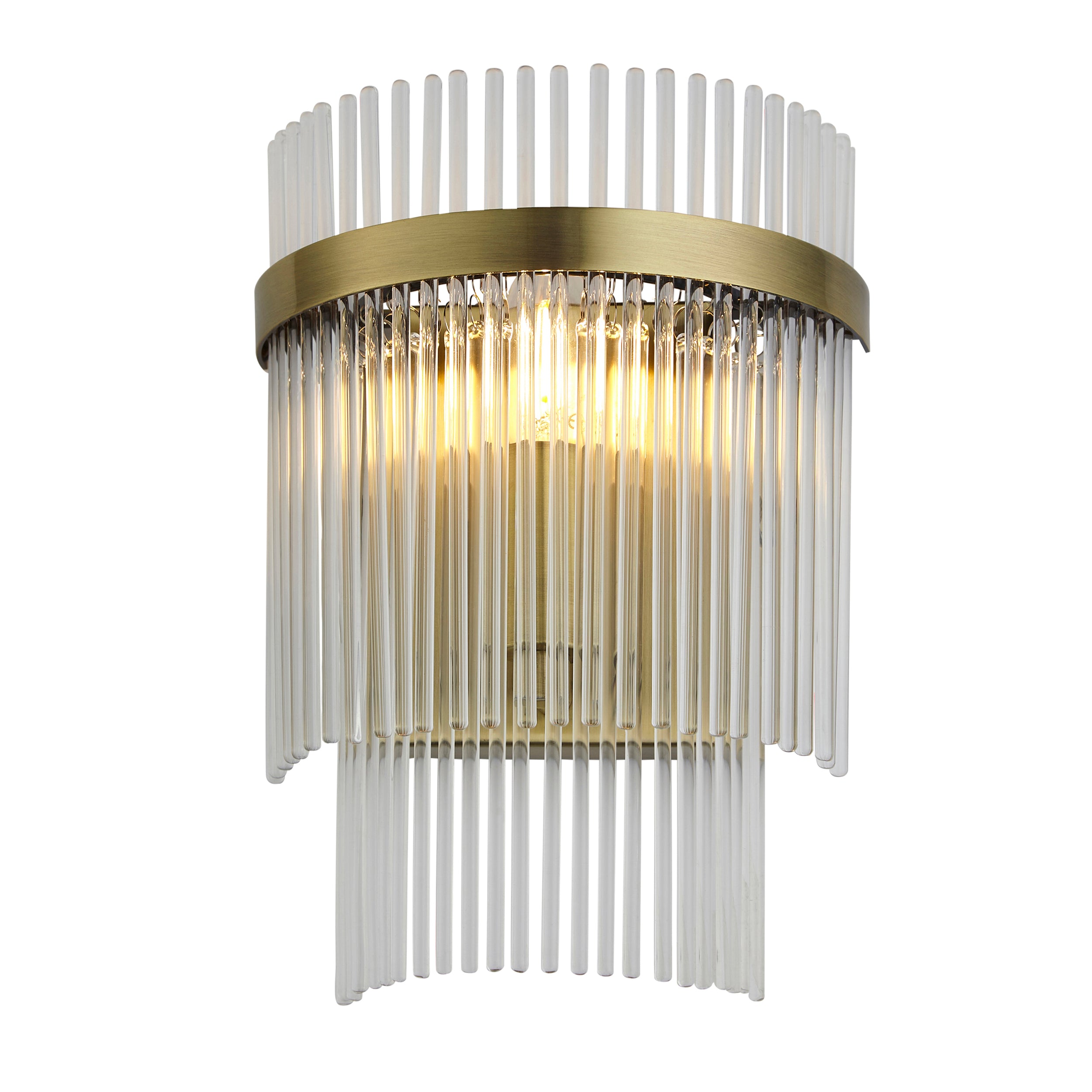 Endon Marietta Single Wall Light - Antique Brass Plate & Clear Glass
