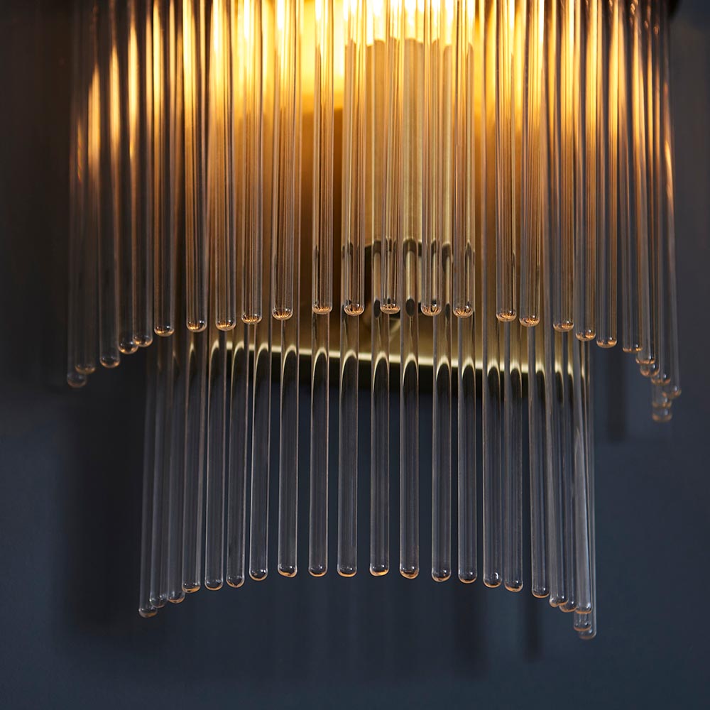 Endon Marietta Single Wall Light - Antique Brass Plate & Clear Glass