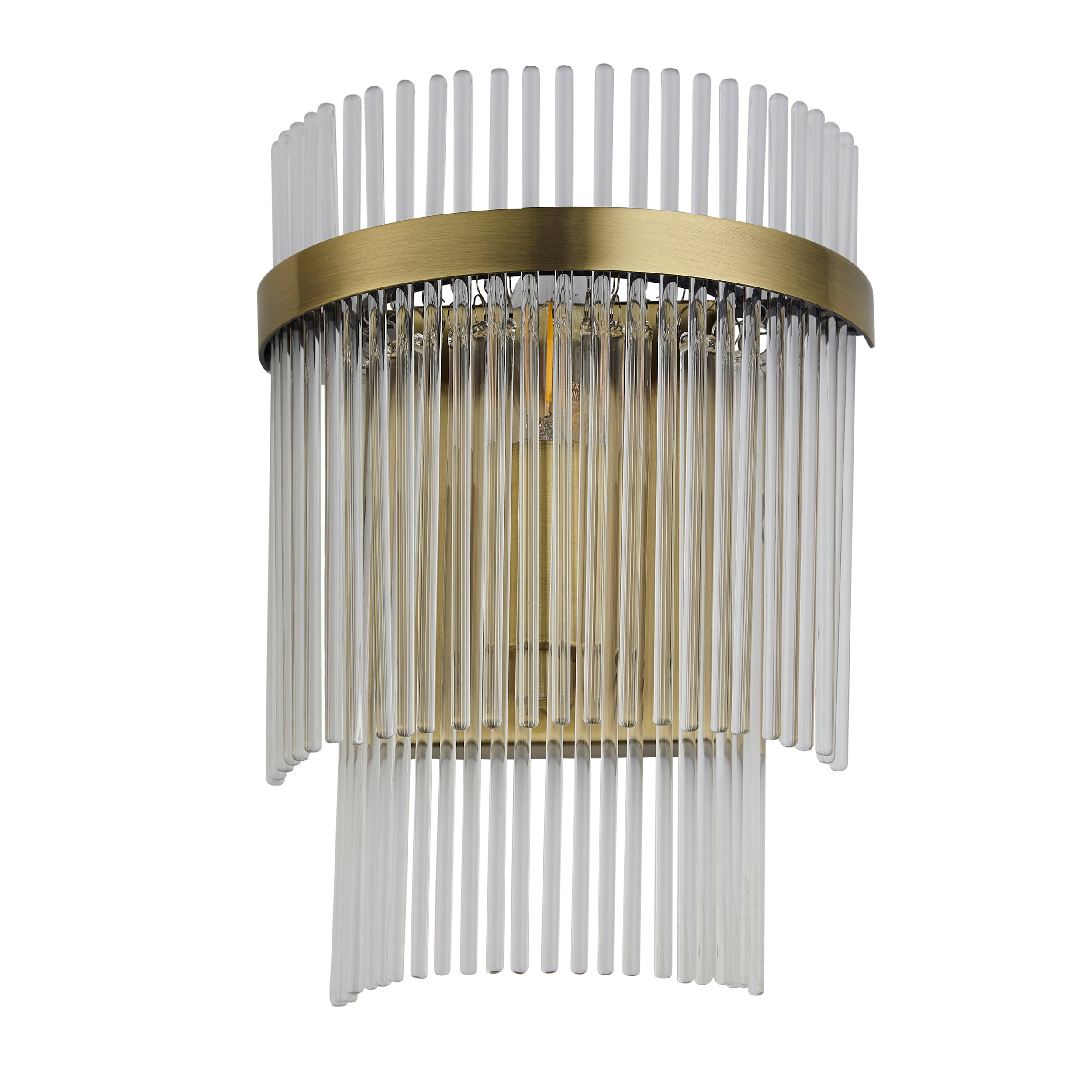 Endon Marietta Single Wall Light - Antique Brass Plate & Clear Glass