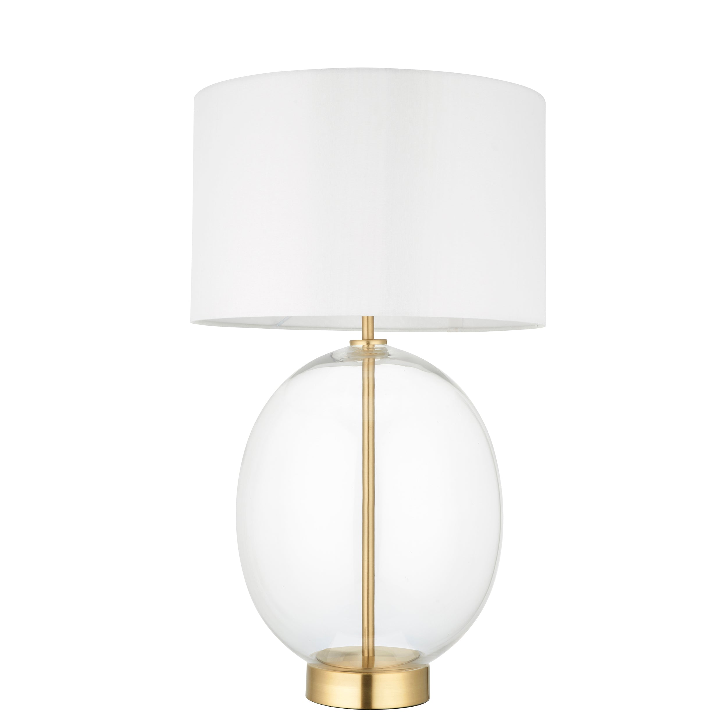 Endon Kelda Oval Touch Table Lamp - Satin Brass & Vintage White Shade