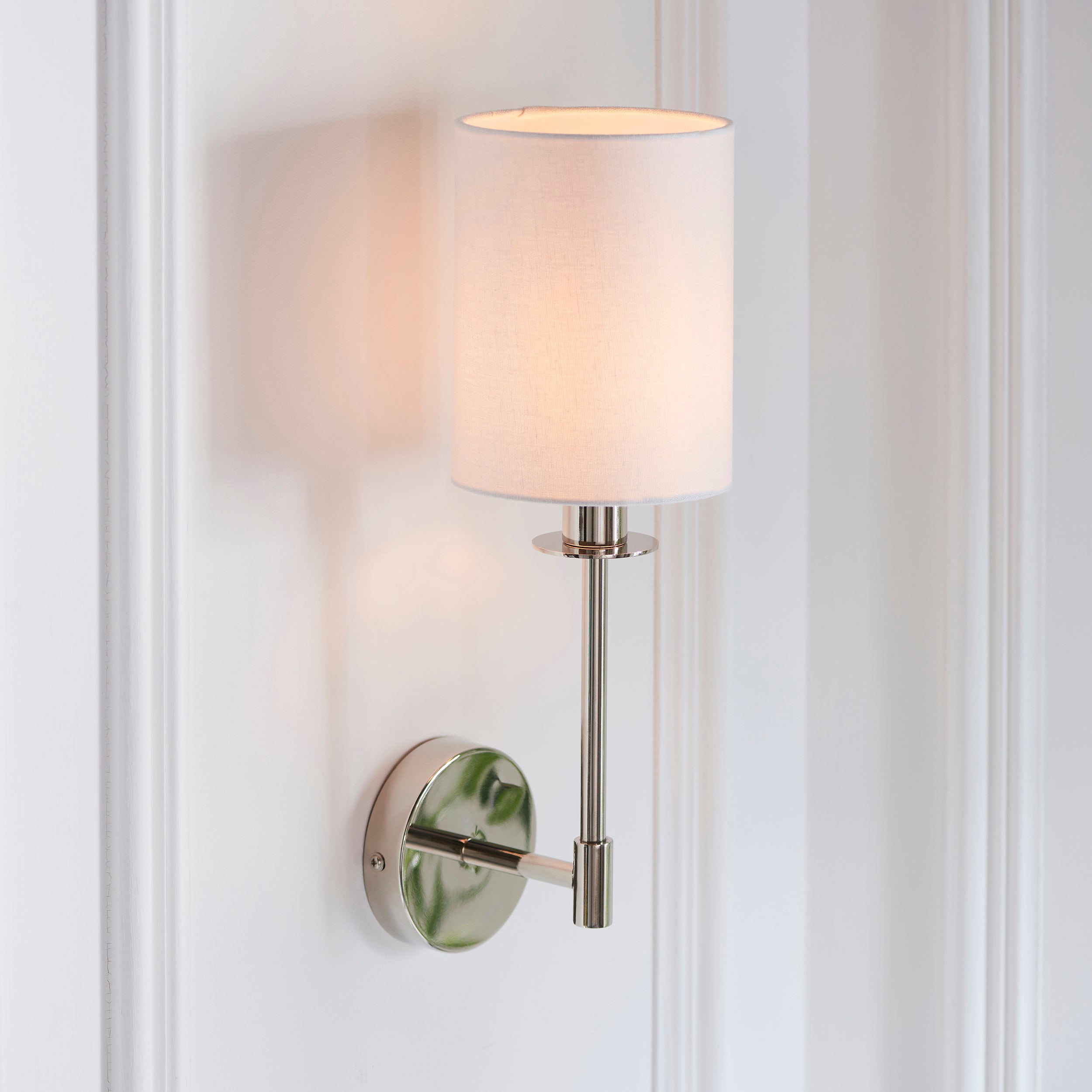 Endon Sancerre Wall Light - Bright Nickel & Cylinder Shade