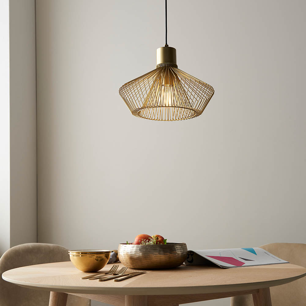 Endon Kimberley Single Caged Pendant - Gold Painted