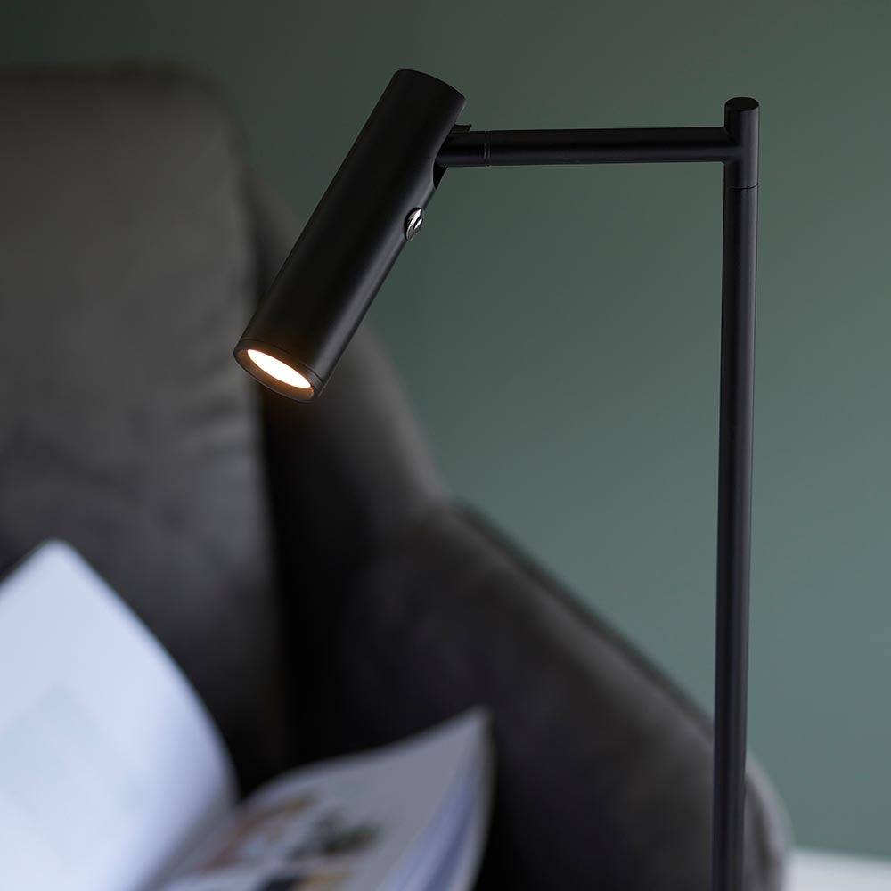Endon Dedicated Reader Single Floor Light - Matt Black