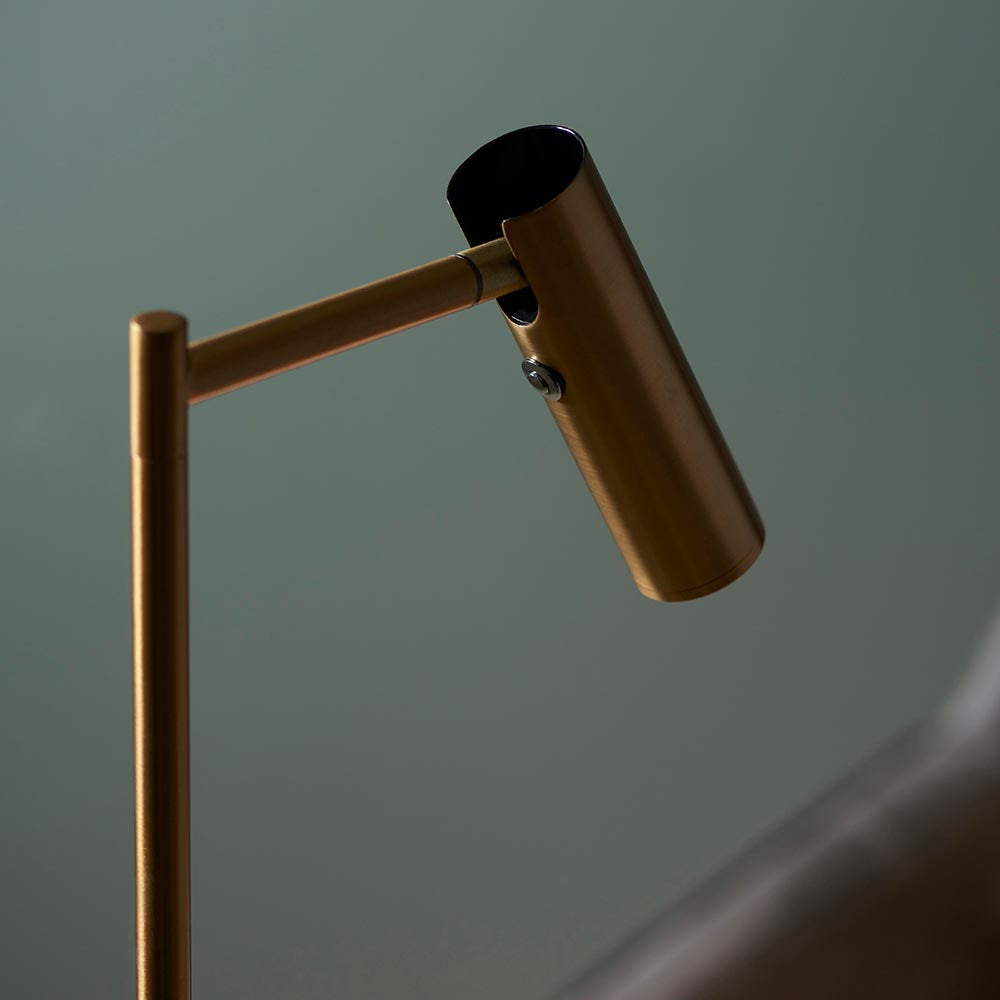 Endon Dedicated Reader Single Floor Light - Warm Brass Plate