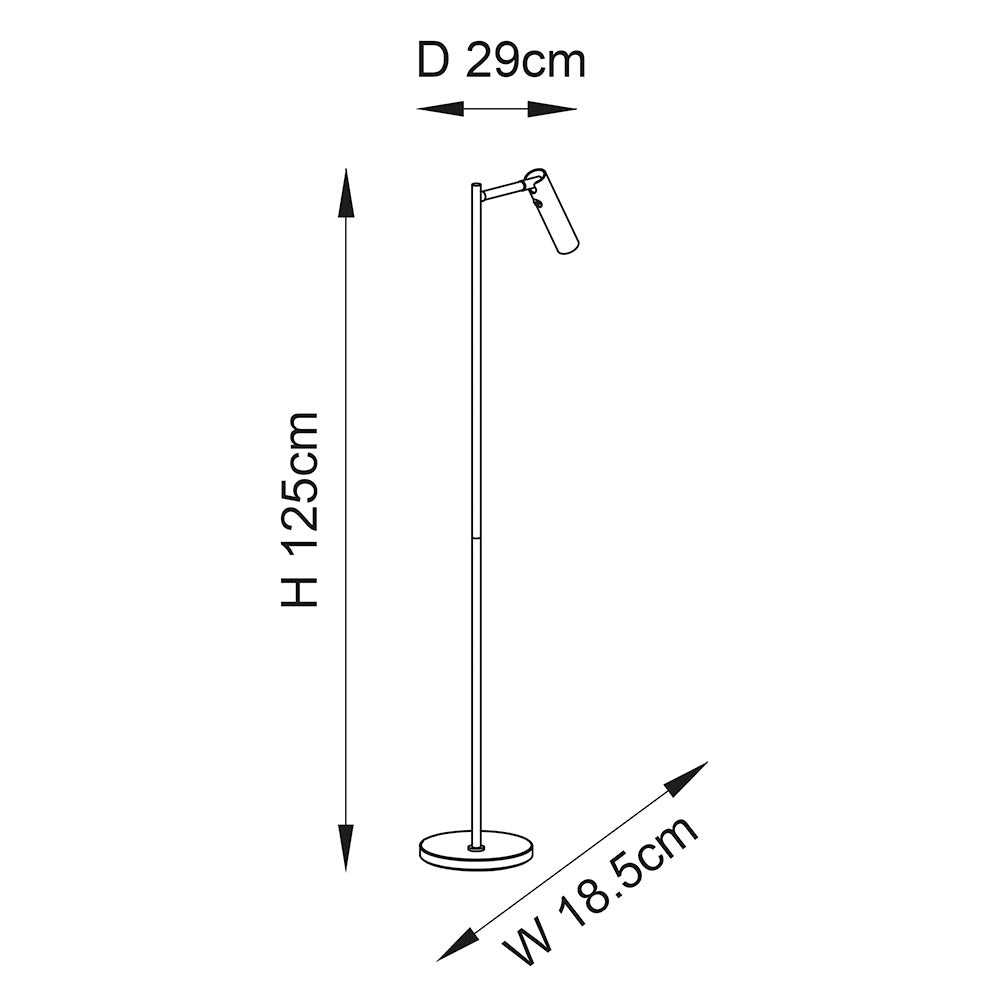 Endon Dedicated Reader Single Floor Light - Warm Brass Plate