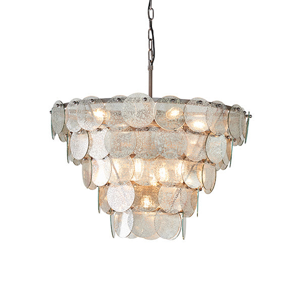 Utopia Scale 9 Light Pendant Chandelier - Antique Silver - 62cm Diameter