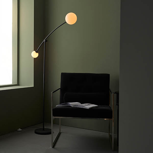Utopia Moon 2 Light Floor Lamp - Matt Black