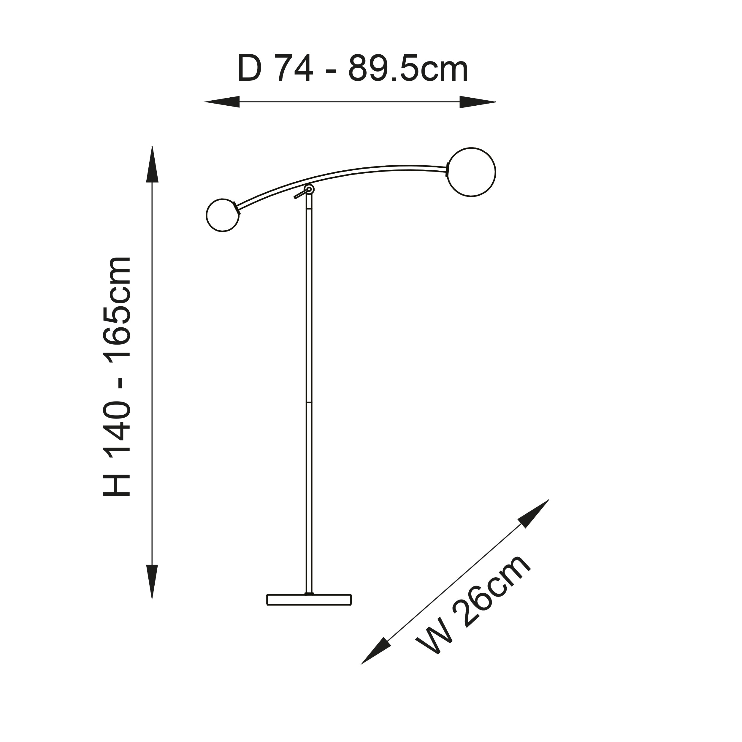 Utopia Moon 2 Light Floor Lamp - Matt Black