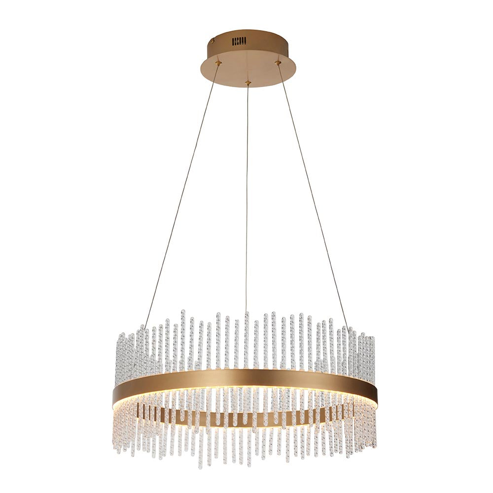 Utopia Twist Medium Pendant - Brushed Gold Plate & Clear Glass - 51cm Diameter