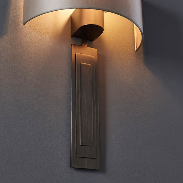 Utopia Art Deco Wall Light - Brushed Bronze And Mink Shade
