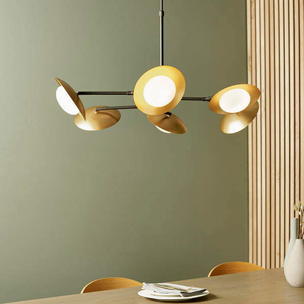 Utopia Planet 6 Light Pendant - Gold - 85cm Diameter