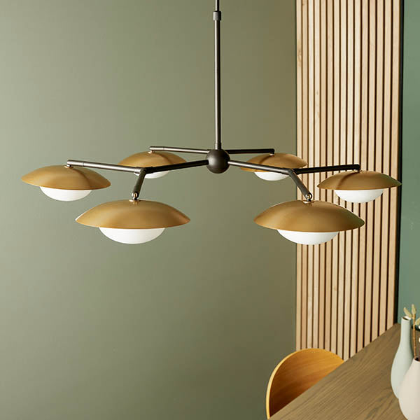 Utopia Planet 6 Light Pendant - Gold - 85cm Diameter
