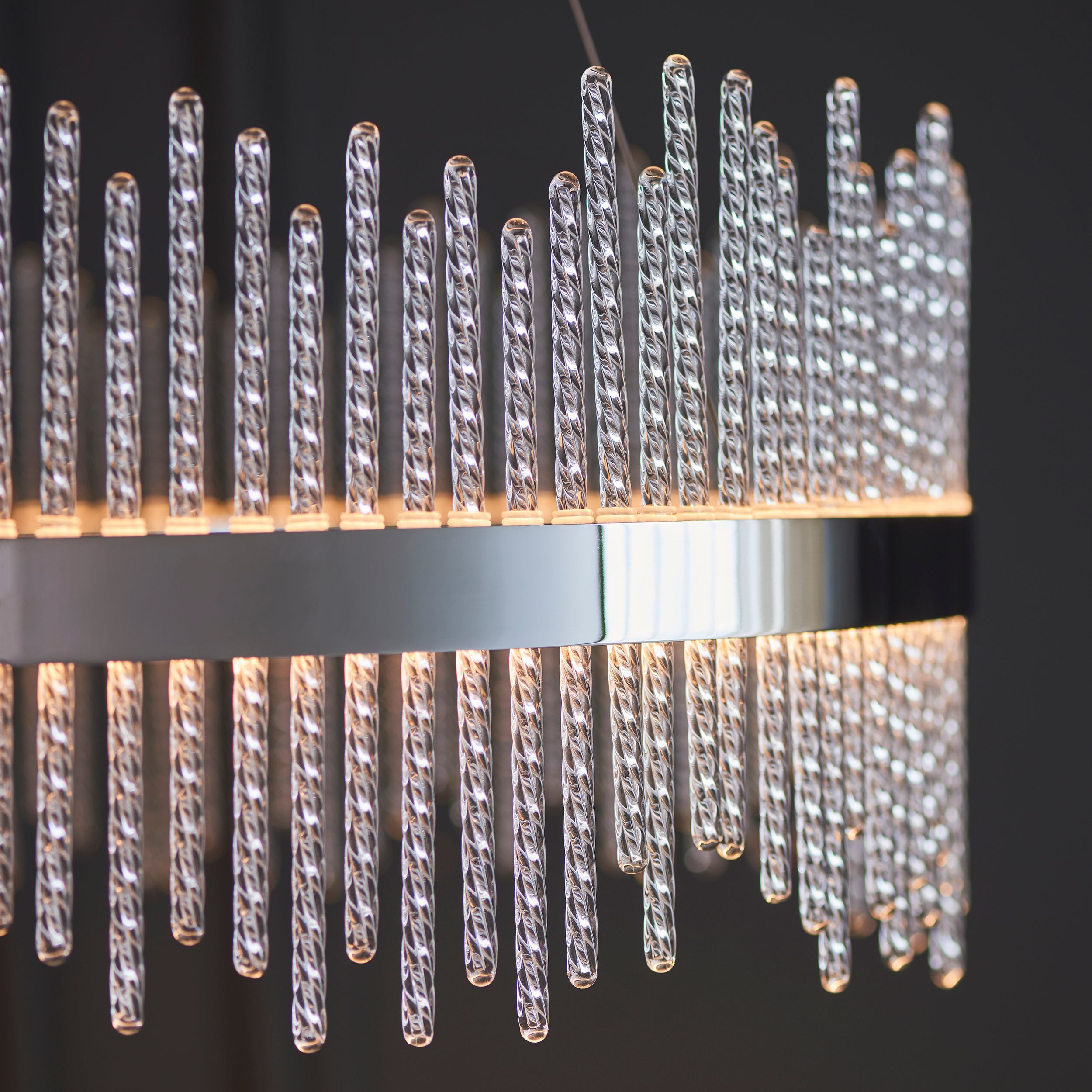 Utopia Twist Large Pendant - Chrome Plate & Clear Glass - 70cm Diameter