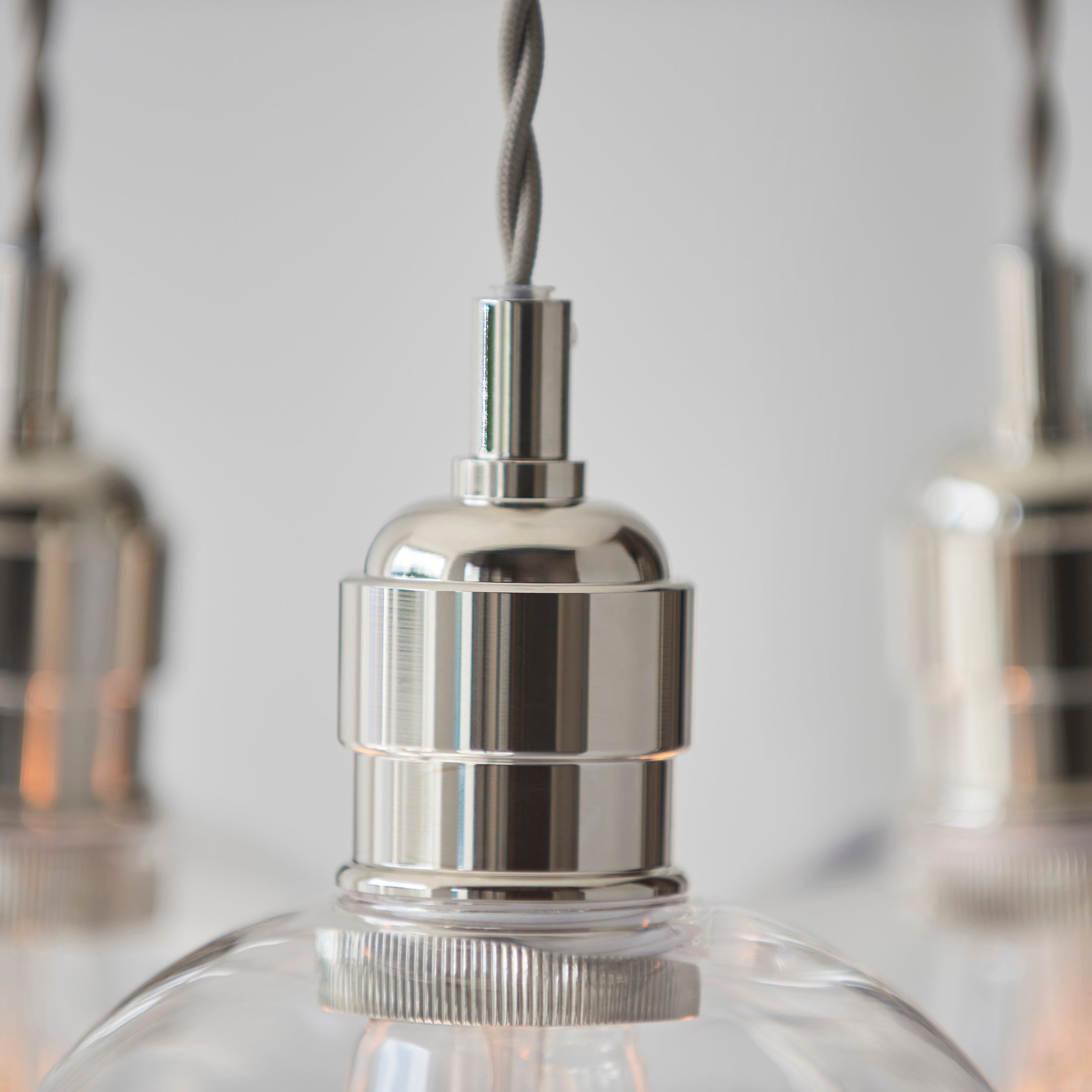 Utopia Finesse 3 Light Cluster Ceiling Pendant - Bright Nickel & Clear Glass