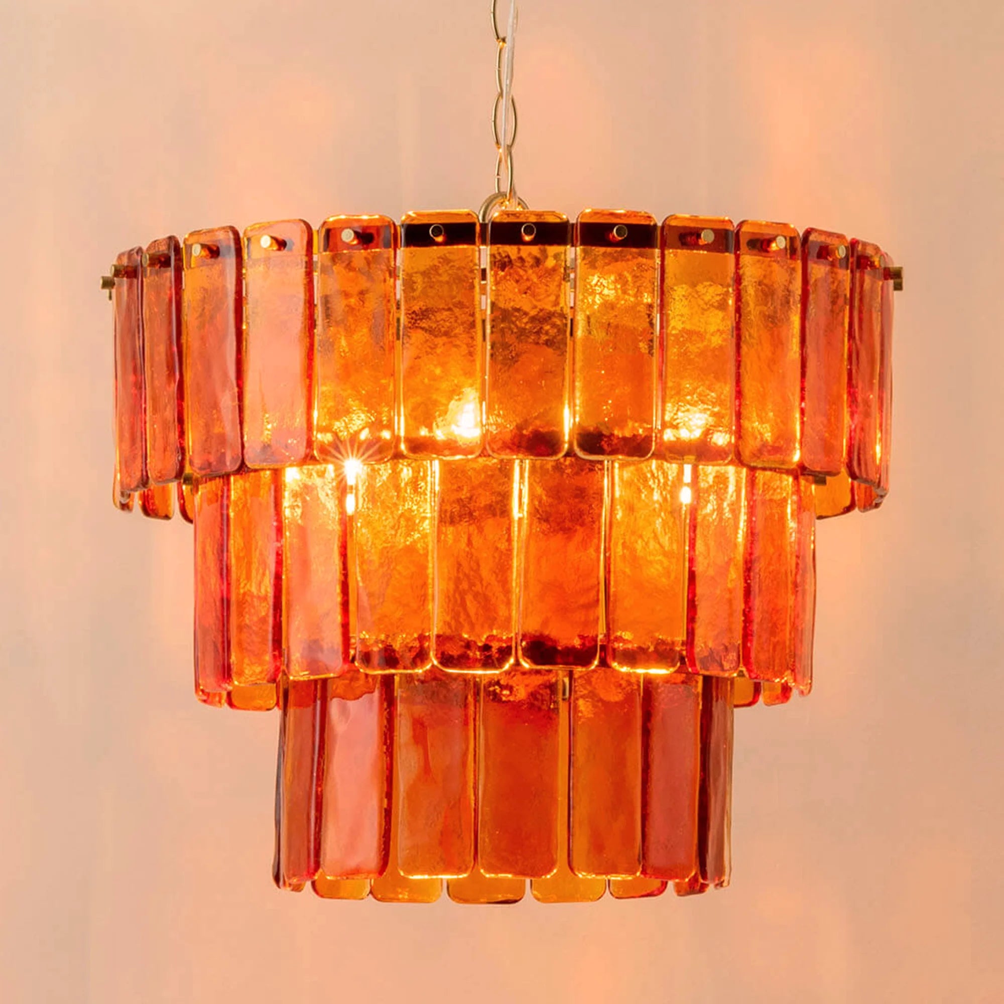 houseof. Amber Glass Lady Fingers Chandelier
