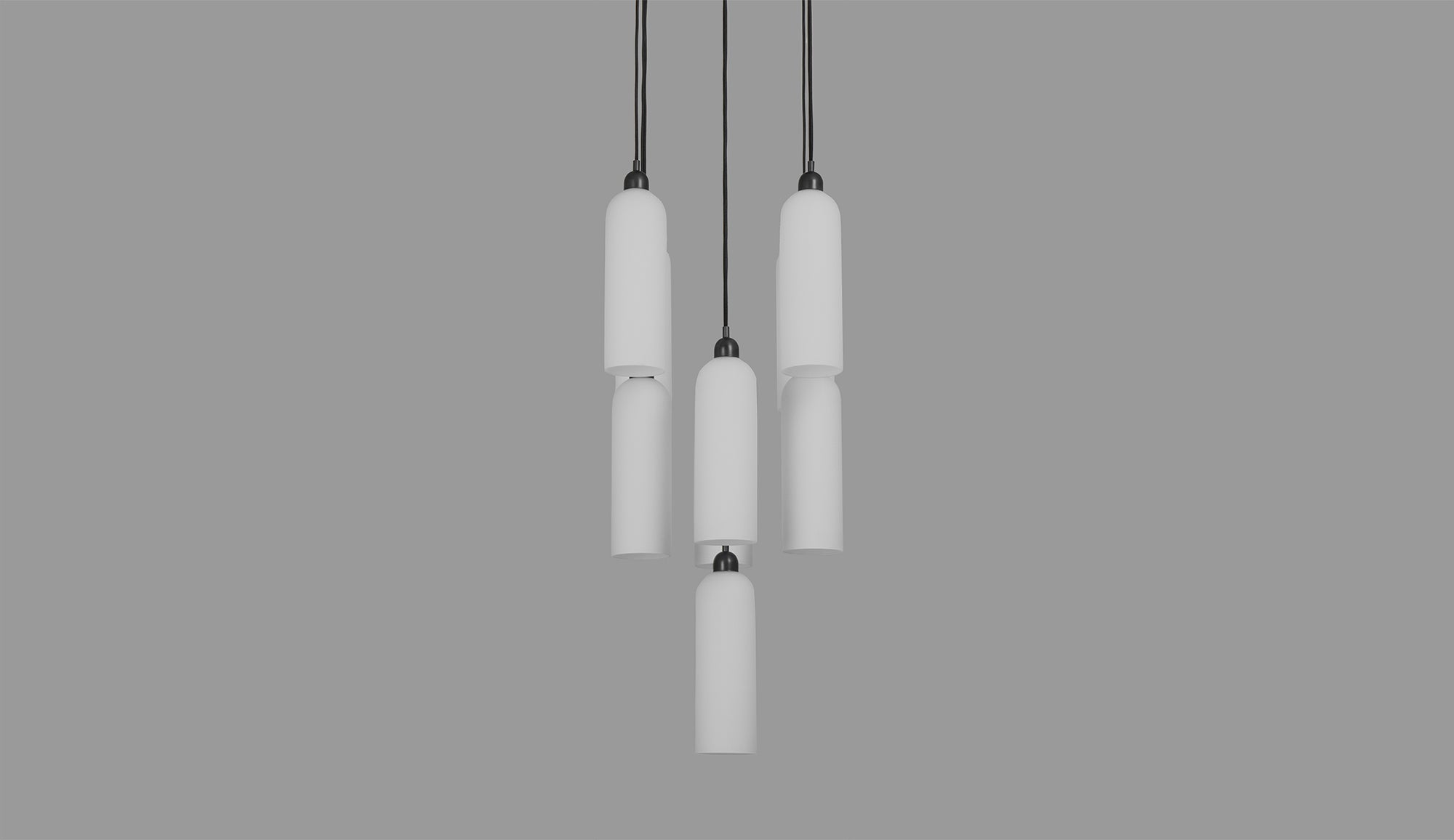 Schwung Odyssey Cluster 9 Light Chandelier - Opal Mat Glass