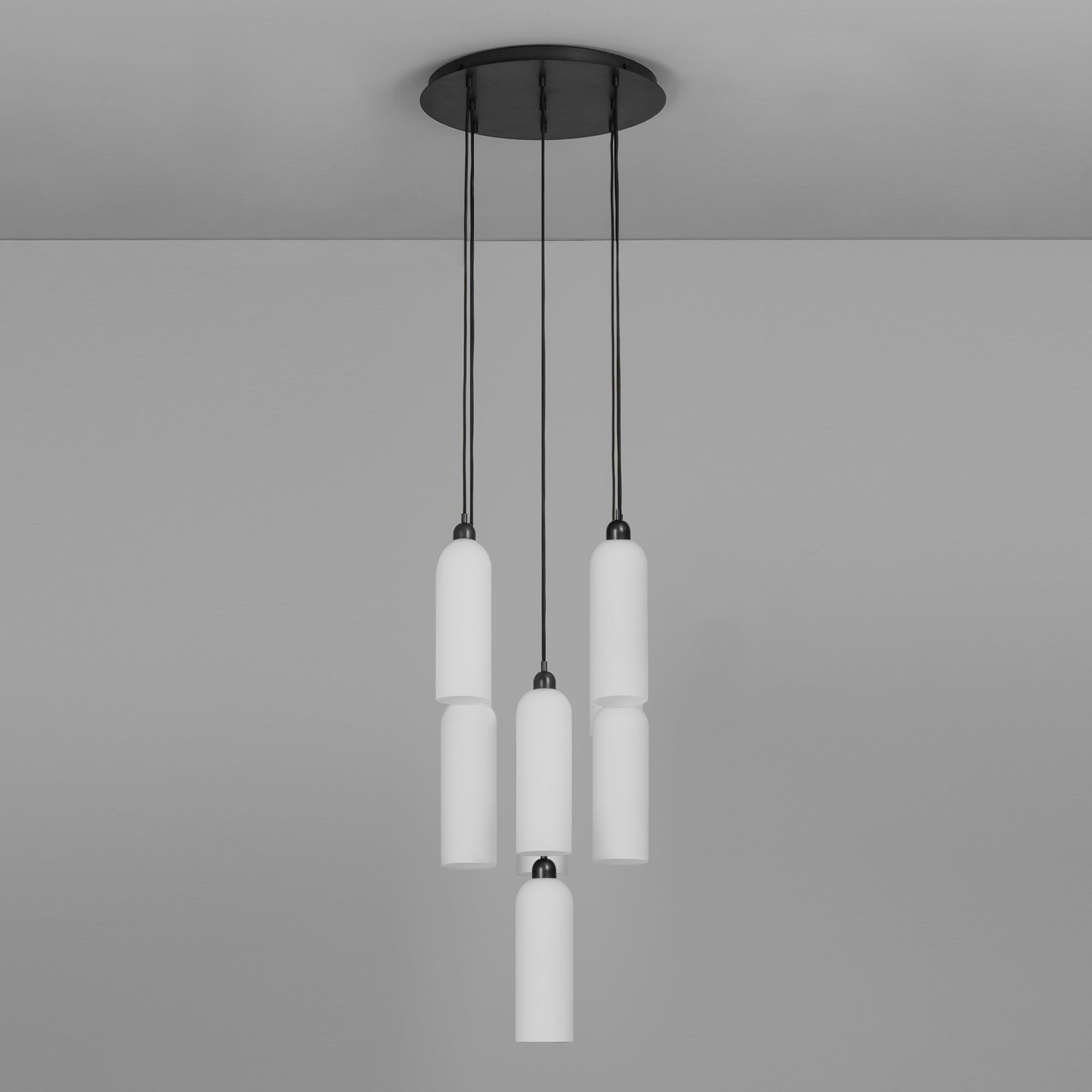 Schwung Odyssey Cluster 9 Light Chandelier - Opal Mat Glass