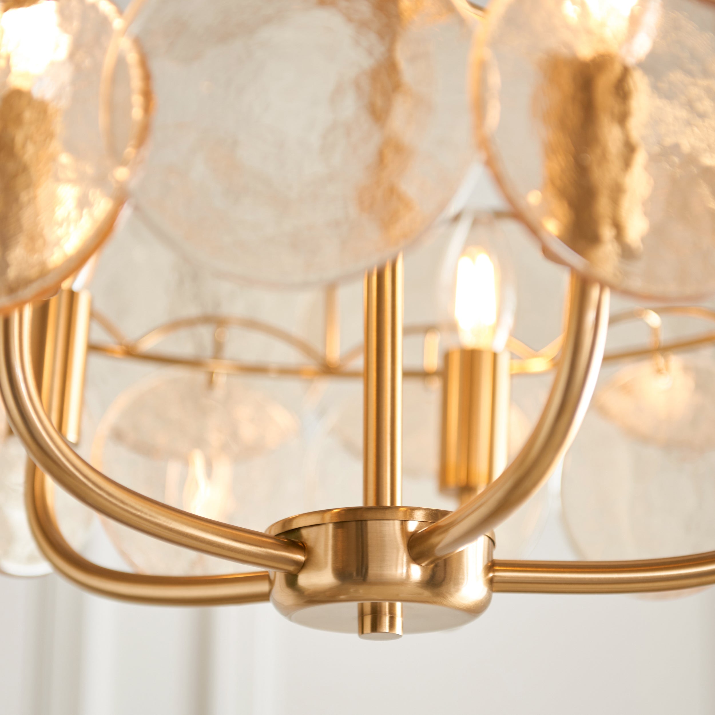 Utopia Aura 5 Light Ceiling Pendant - Brushed Aged Brass & Champagne Glass