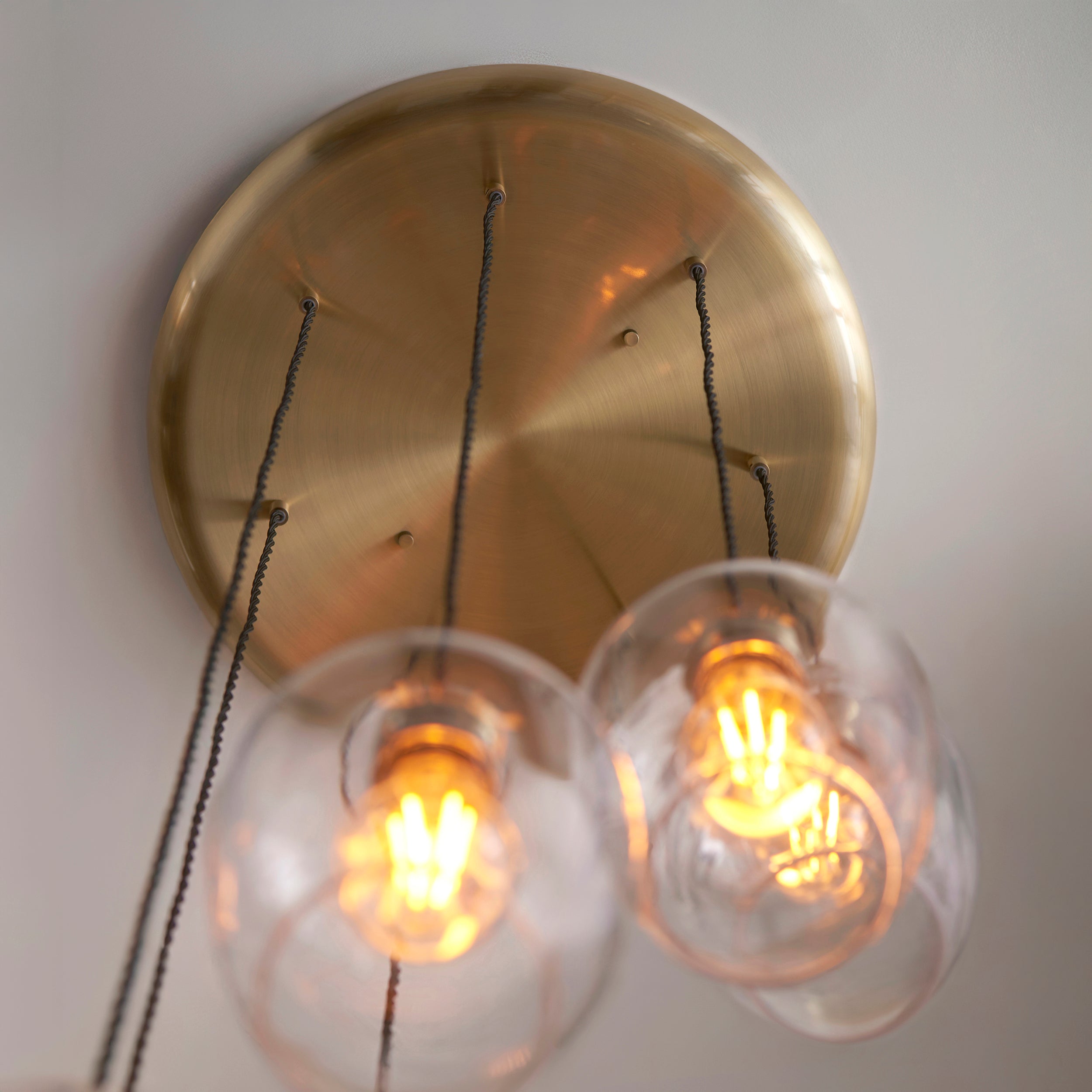 Utopia Finesse 7 Light Cascade Ceiling Pendant - Antique Brass & Clear Glass