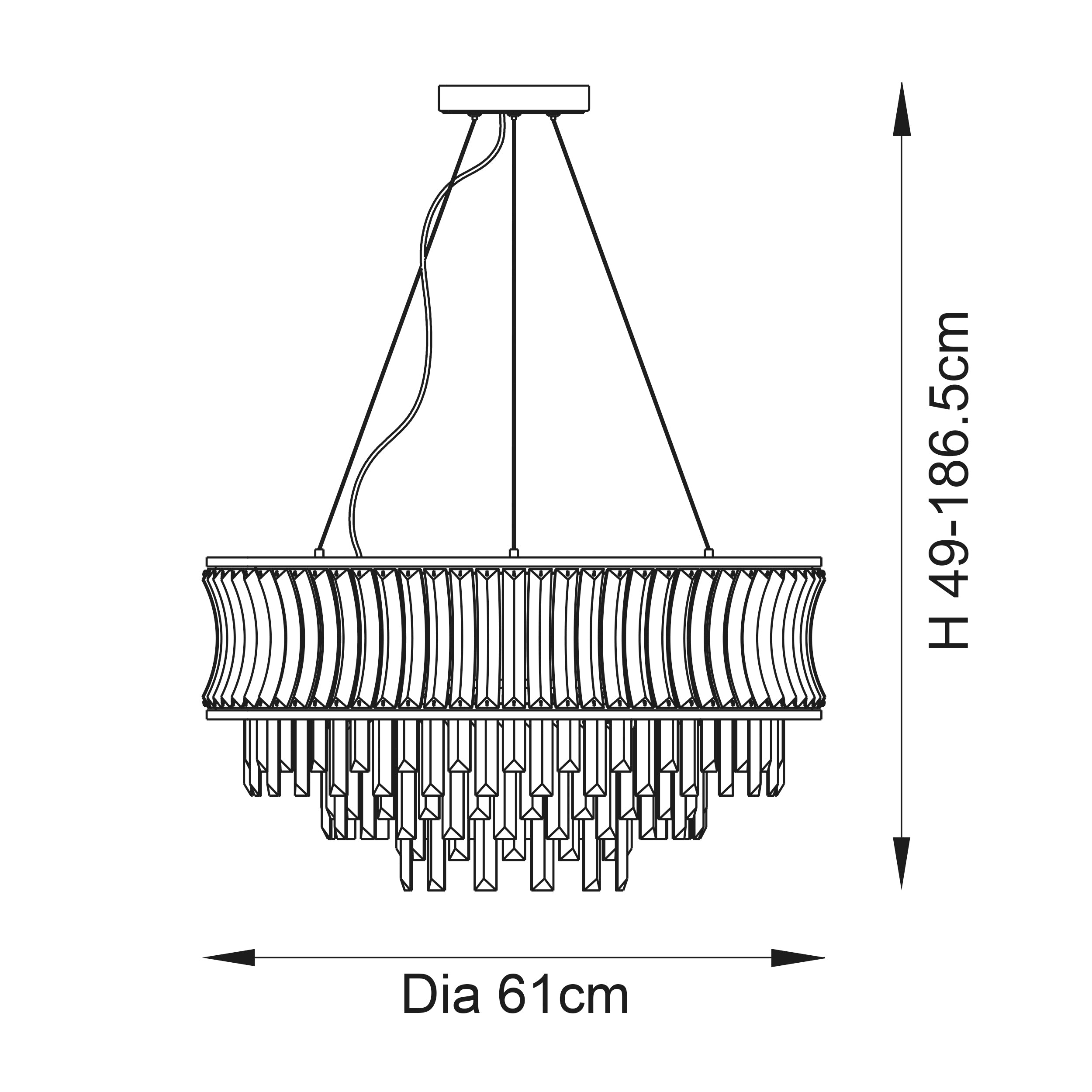 Utopia Bow 9 Light Pendant - Warm Brass Plate with Crystal & Clear Glass