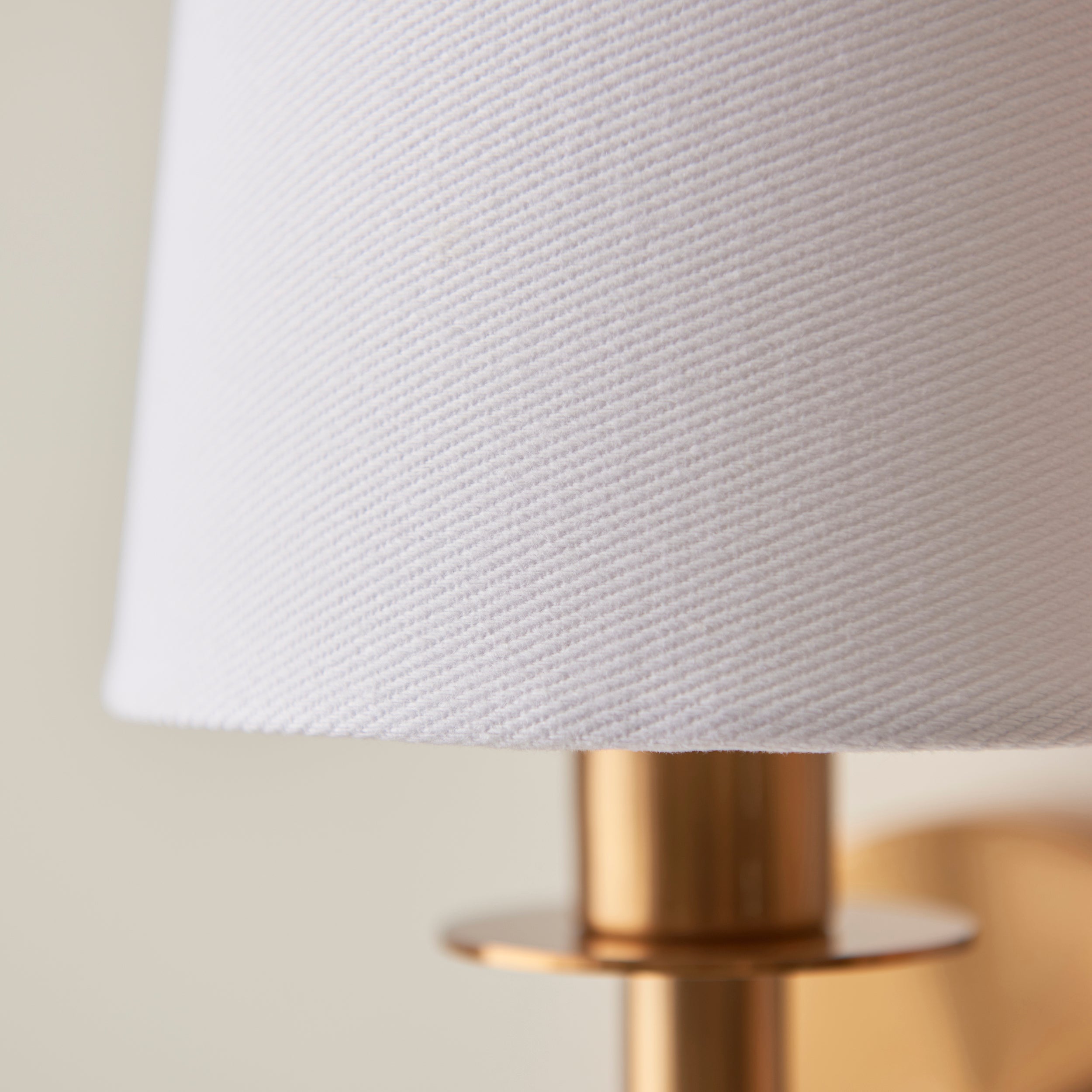 Utopia Elegant Single Wall Light - Vintage Brass & White Fabric Shade