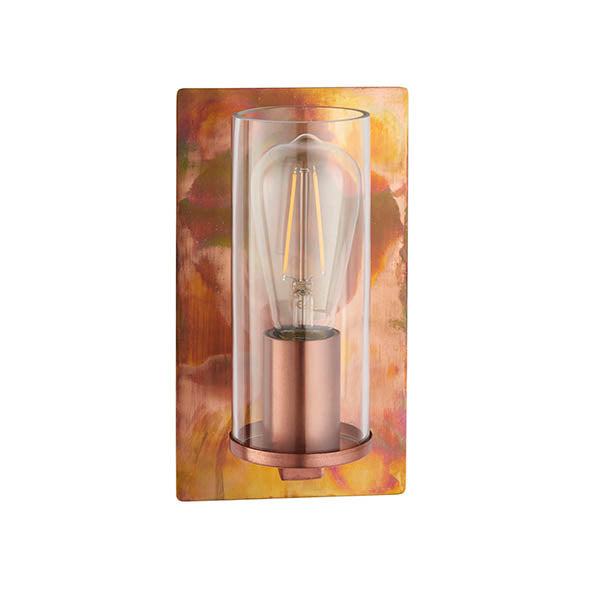 Utopia Swirl Wall Light - Copper Patina And Clear Glass