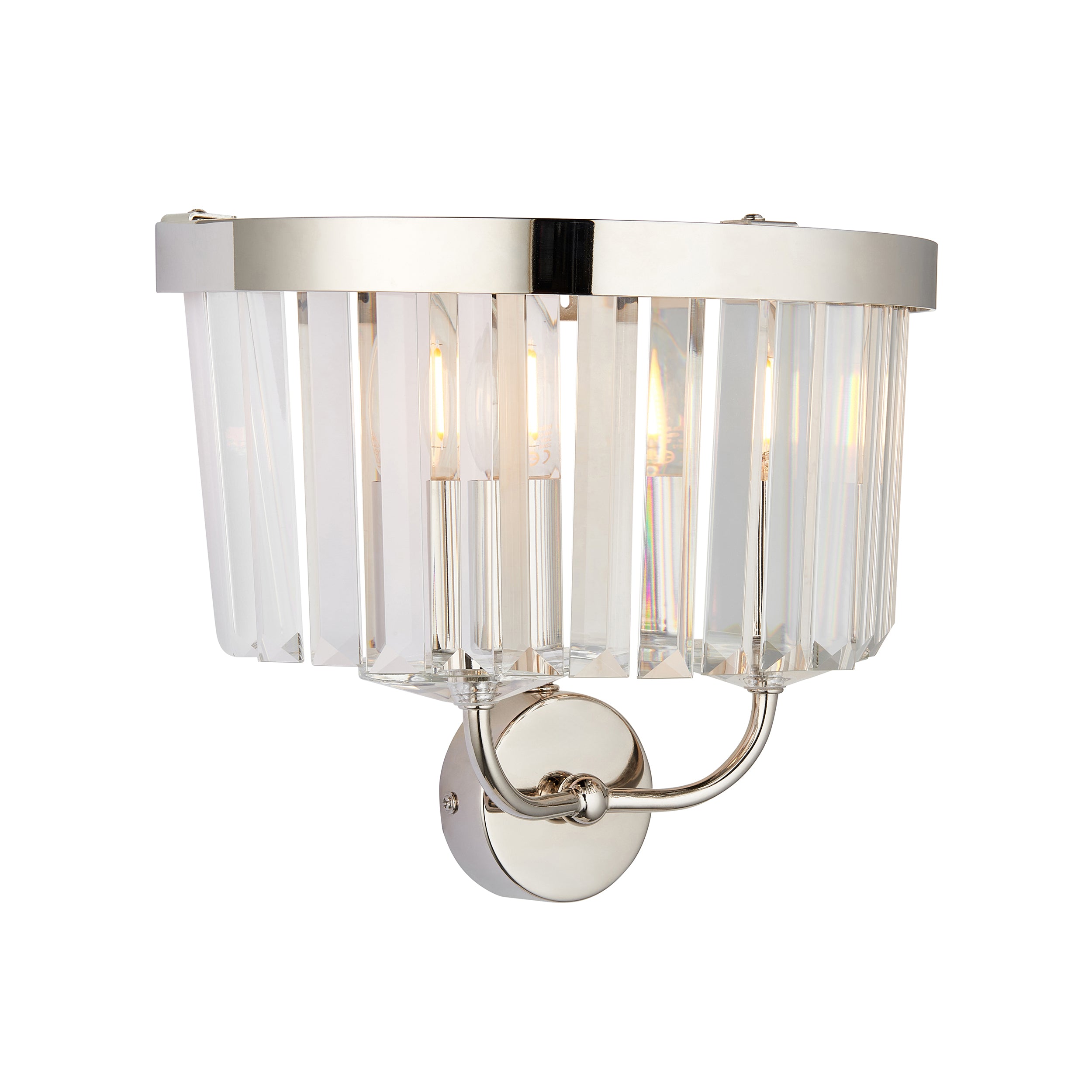 Utopia Martini 2 Light Wall Light - Bright Nickel & Clear Cut Glass