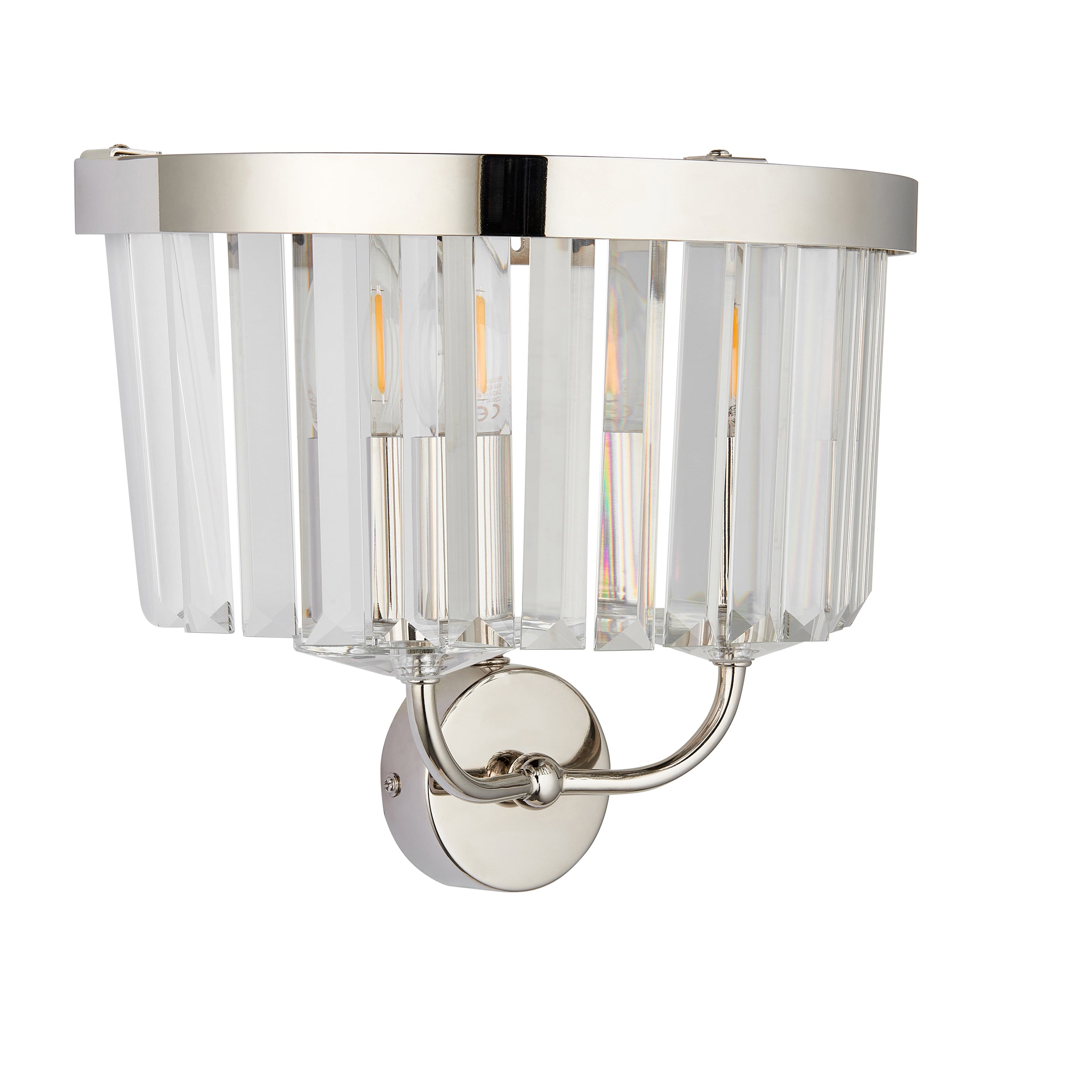 Utopia Martini 2 Light Wall Light - Bright Nickel & Clear Cut Glass