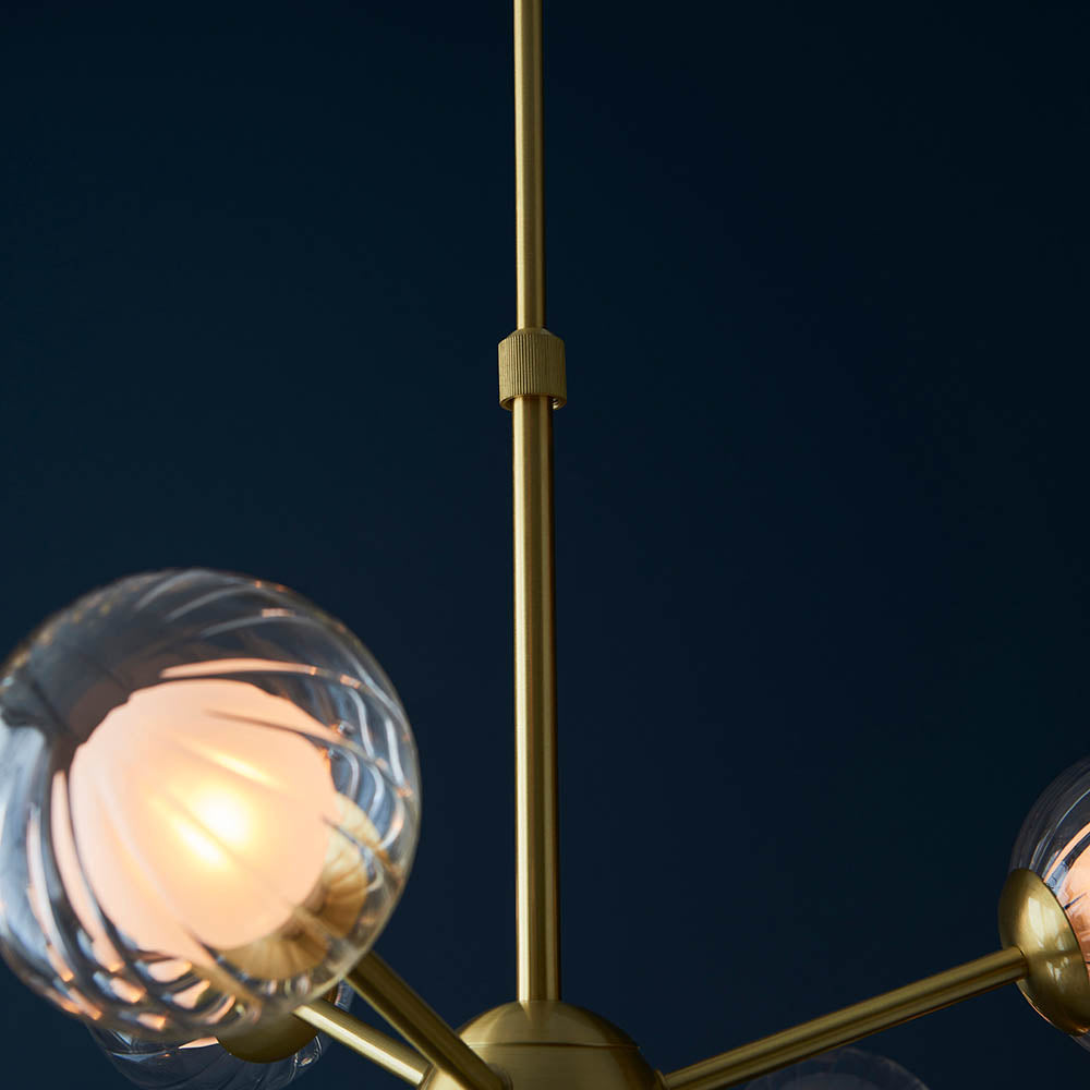 Utopia Matrix Round 9 Light Ceiling Semi Flush - Satin Brass & Glass