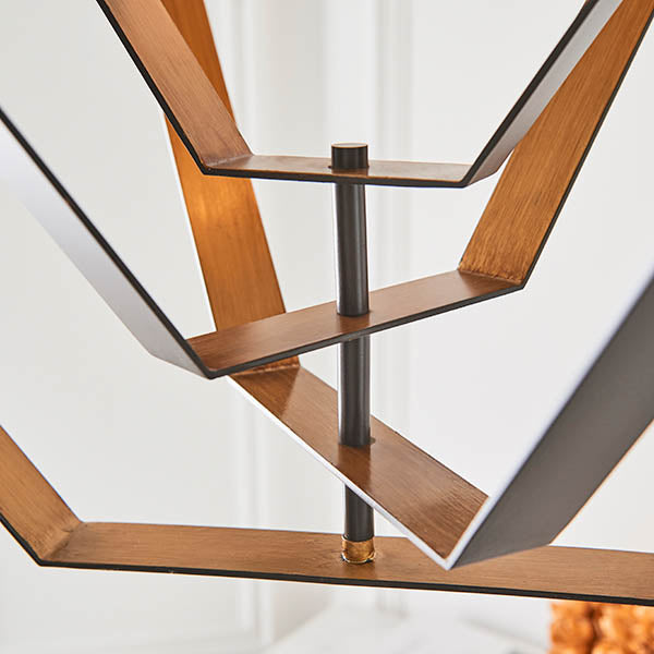 Utopia Octagon 4 Light Pendant - Aged Bronze And Antique Gold - 64cm Diameter