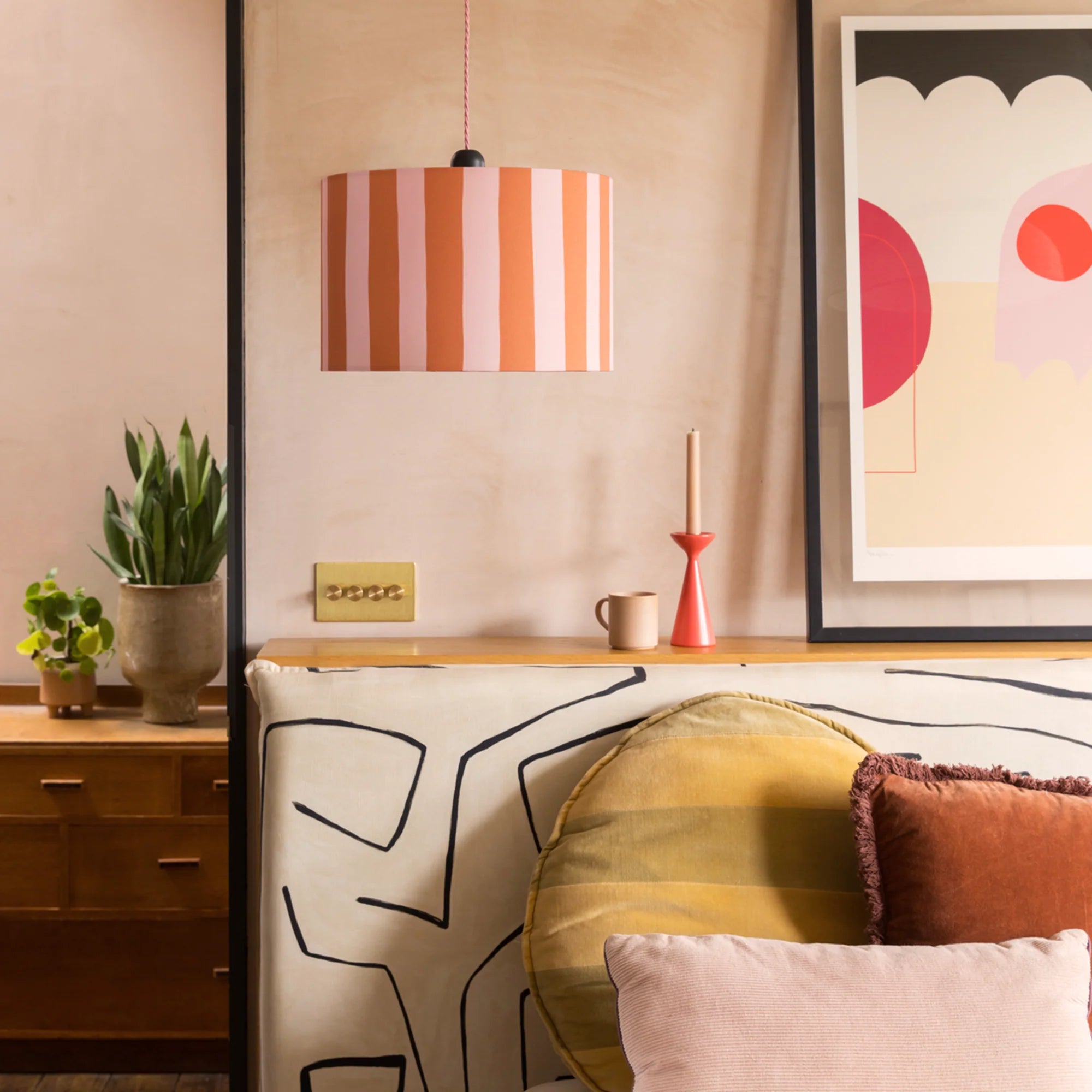 houseof. Small Stripe Print Shade - Pink & Orange