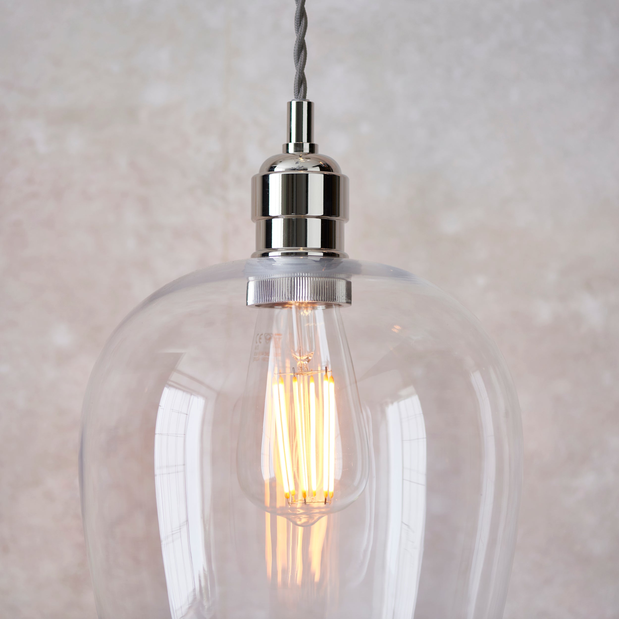 Utopia Walton Single Light Ceiling Pendant - Bright Nickel & Clear Glass