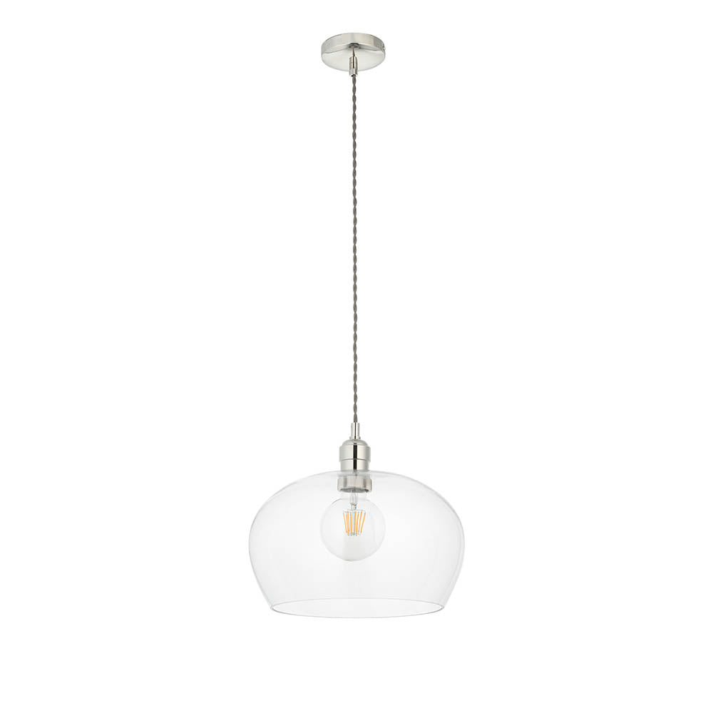 Utopia Walton Medium Ceiling Pendant - Bright Nickel & Clear Glass