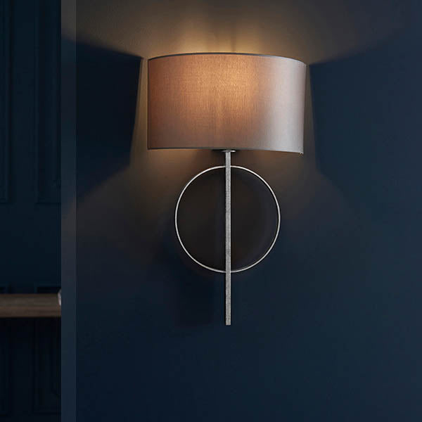 Utopia Interlink Wall Light - Antique Silver Leaf With Mink Shade