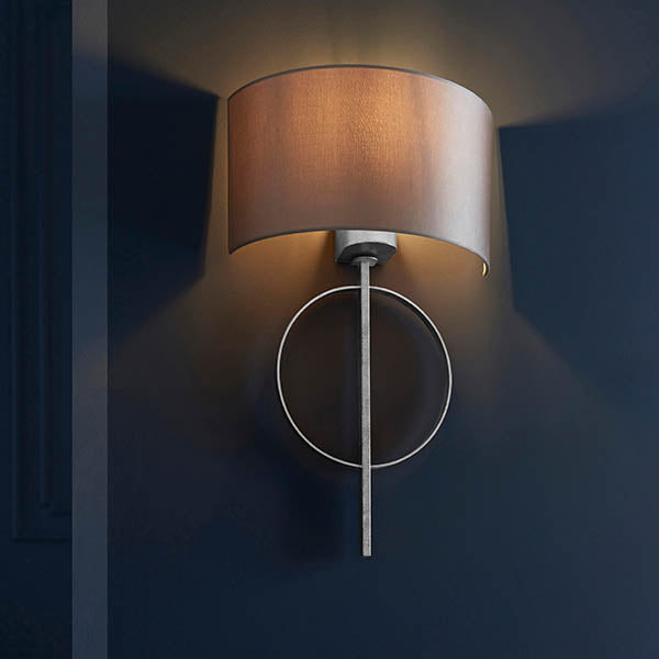 Utopia Interlink Wall Light - Antique Silver Leaf With Mink Shade
